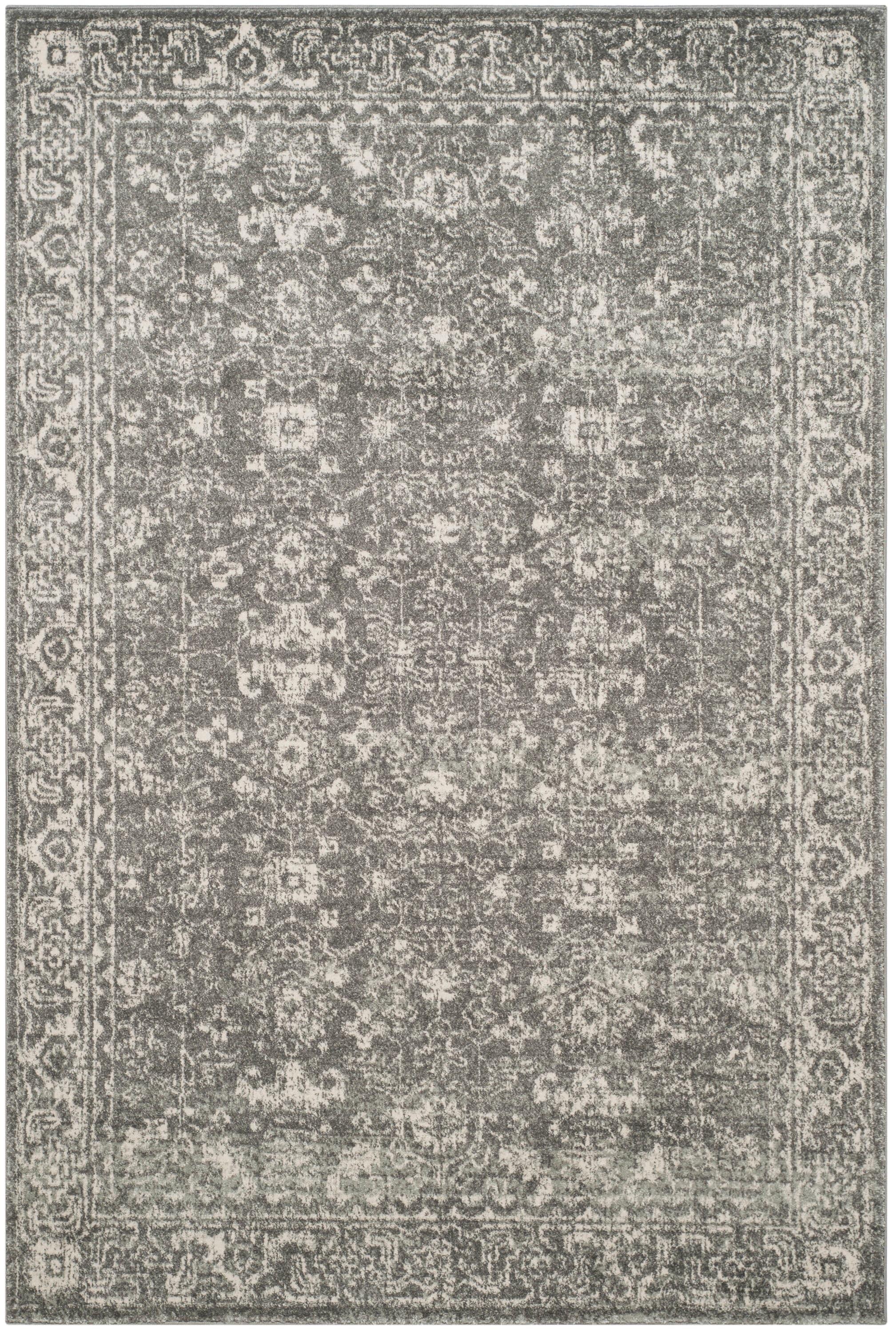 Evoke EVK270 Power Loomed Area Rug Grey / Ivory 5'-3" X 7'-6" - Safavieh.