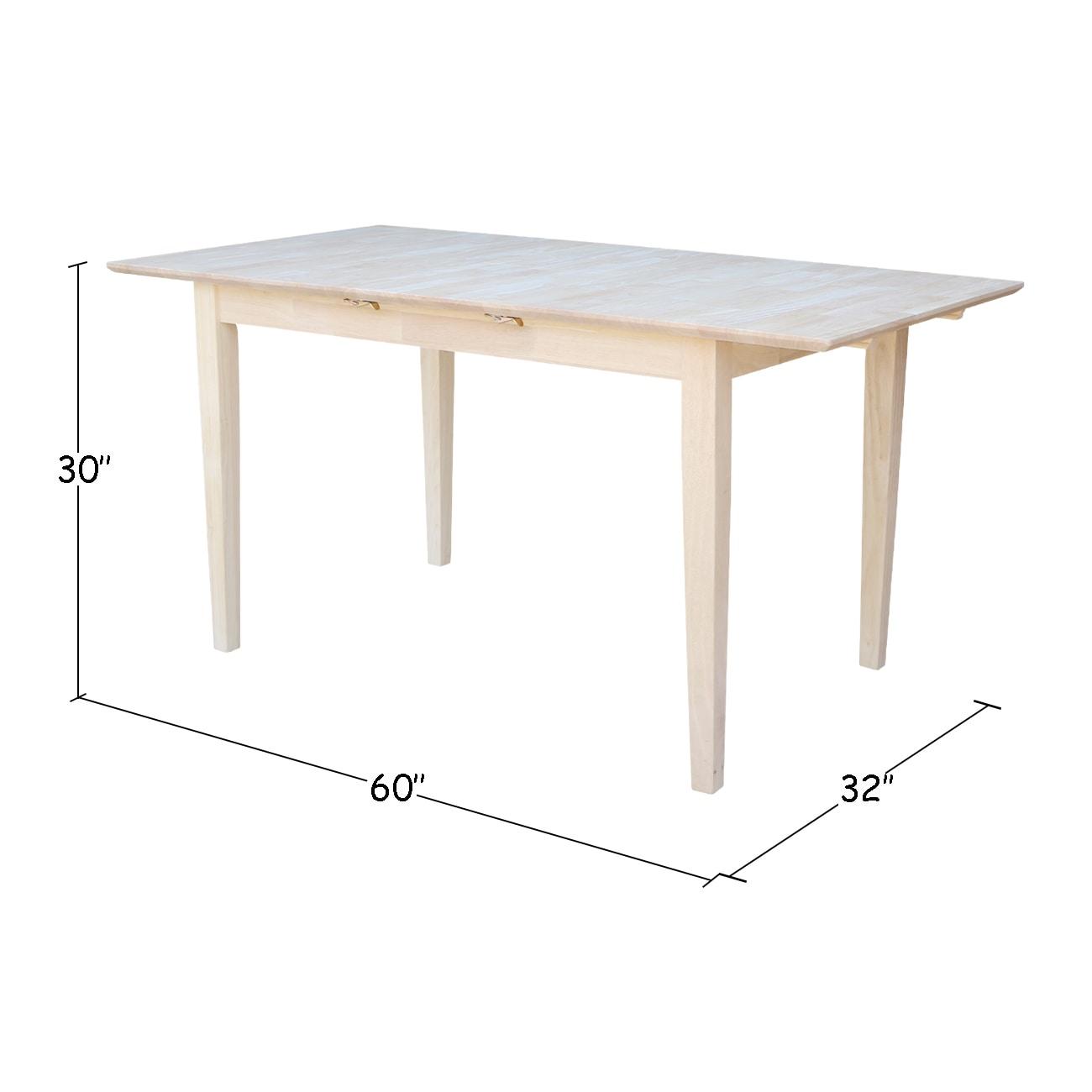 International Concepts Unfinished Rectangular Shaker Dining Table