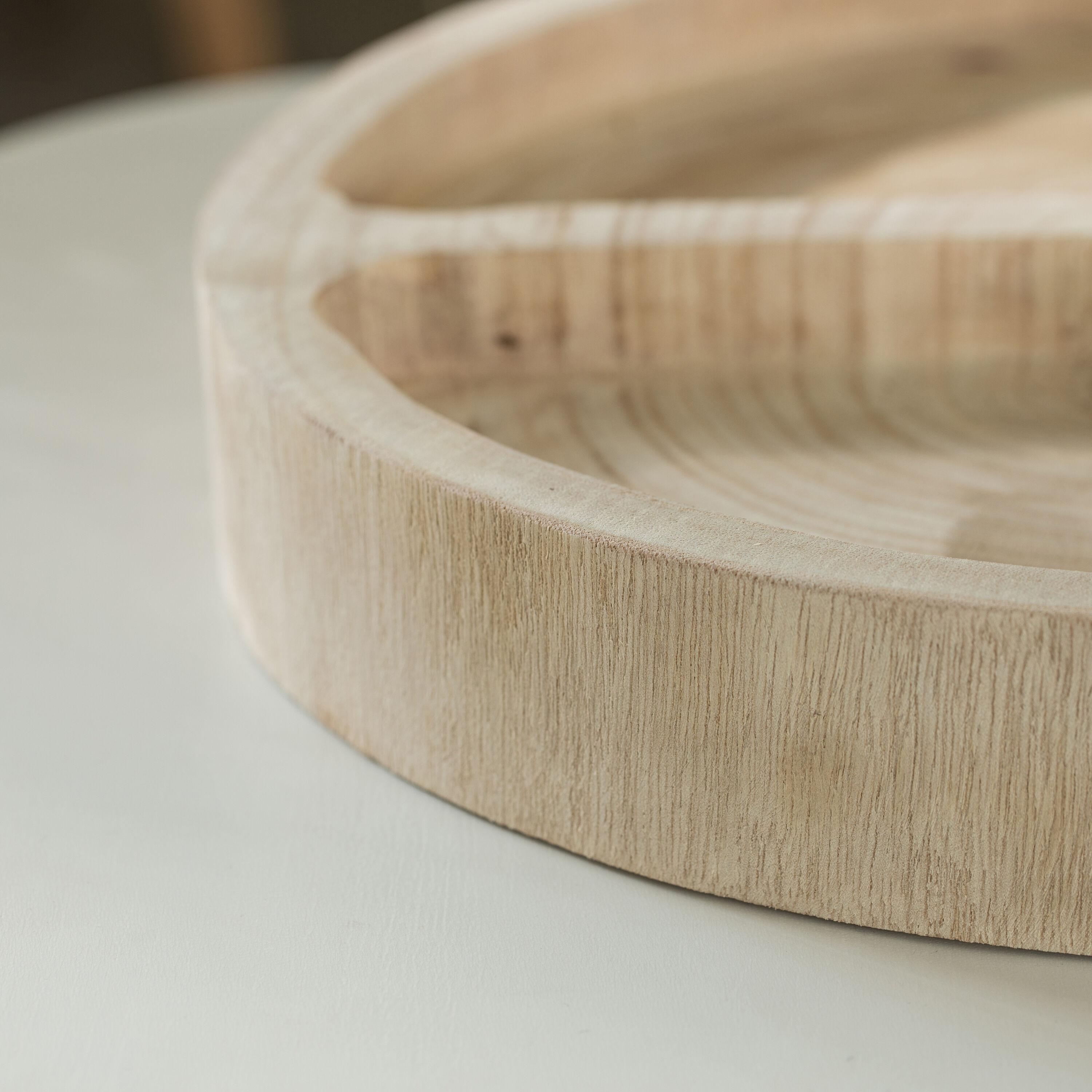 Vintiquewise 3 Sectional Round Snack Tray for Dining Table and Kitchen Decoration, Natural