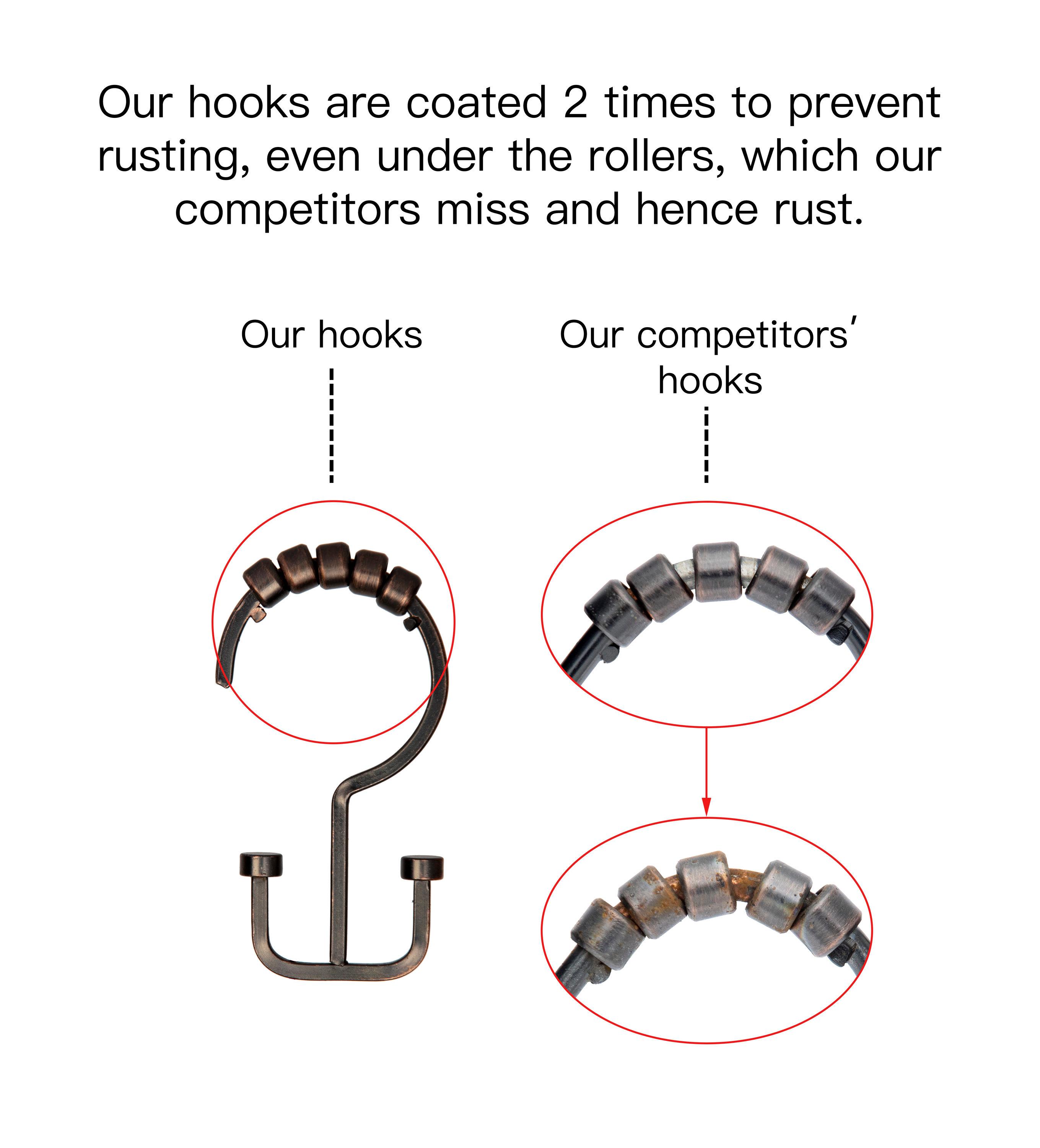 Utopia Alley Shower Hooks - Double Shower Curtain Rings for Bathroom - Rust Resistant Shower Curtain Hooks for Shower Curtain or Liner - Double Shower Curtain Hooks - Set of 12, Oil Rubbed Bronze