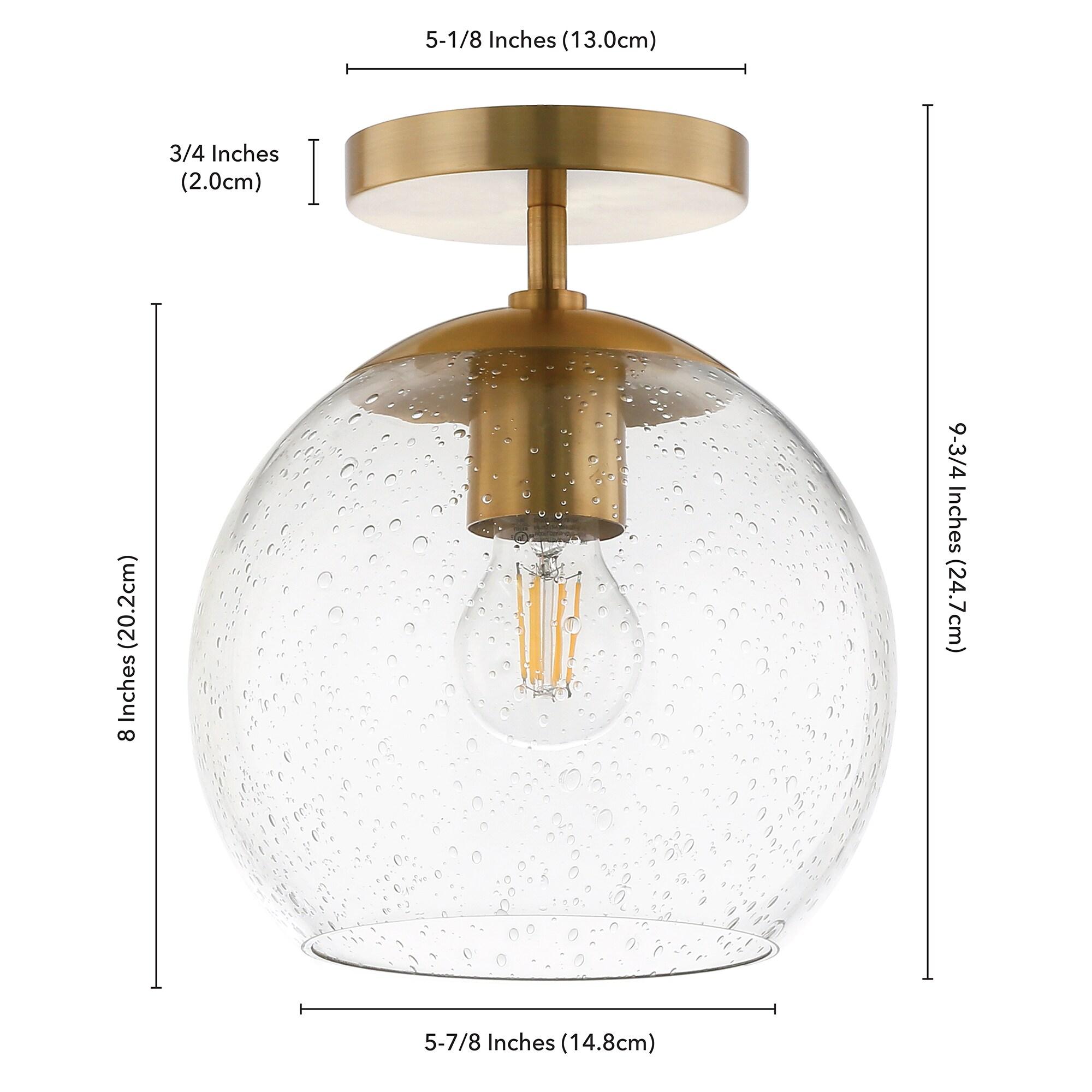Evelyn&Zoe Retro Semi Flush Mount Ceiling Light with Seeded Glass