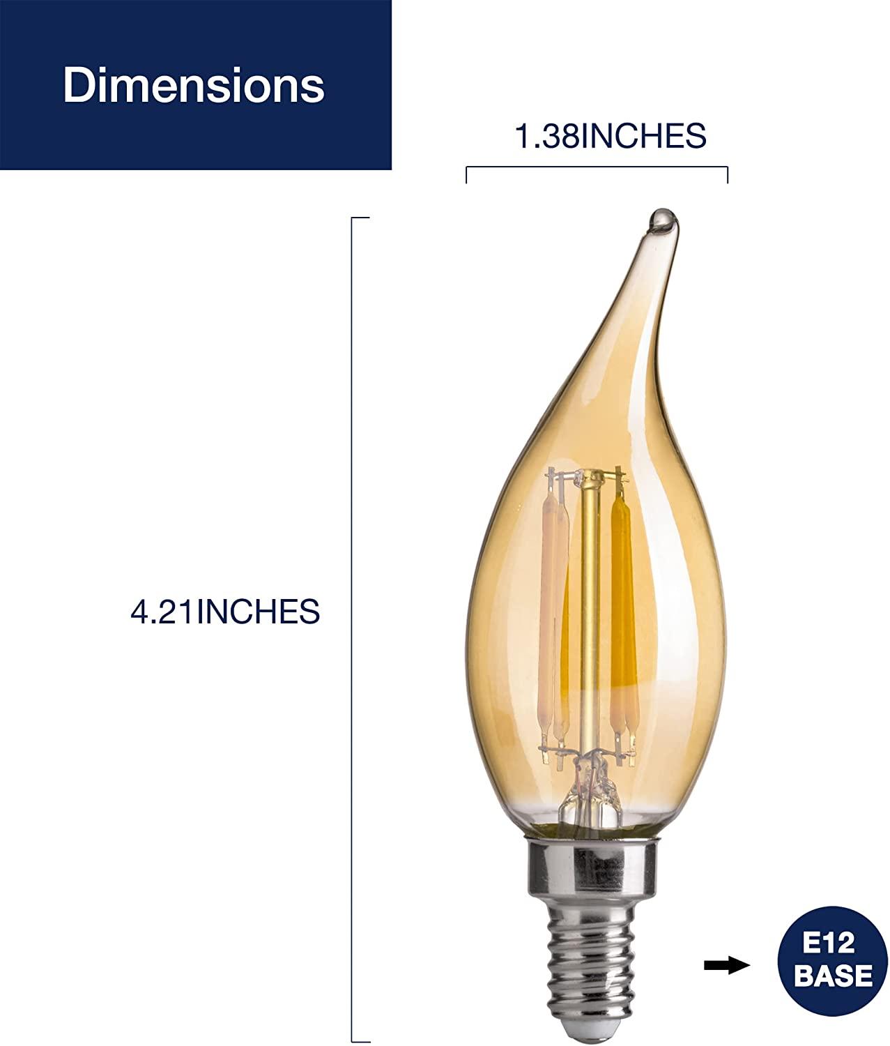 CA11E12 LED Chandelier Light Bulbs 40W Equivalent, Dimmable LED Candelabra Bulbs, 2200K 330LM
