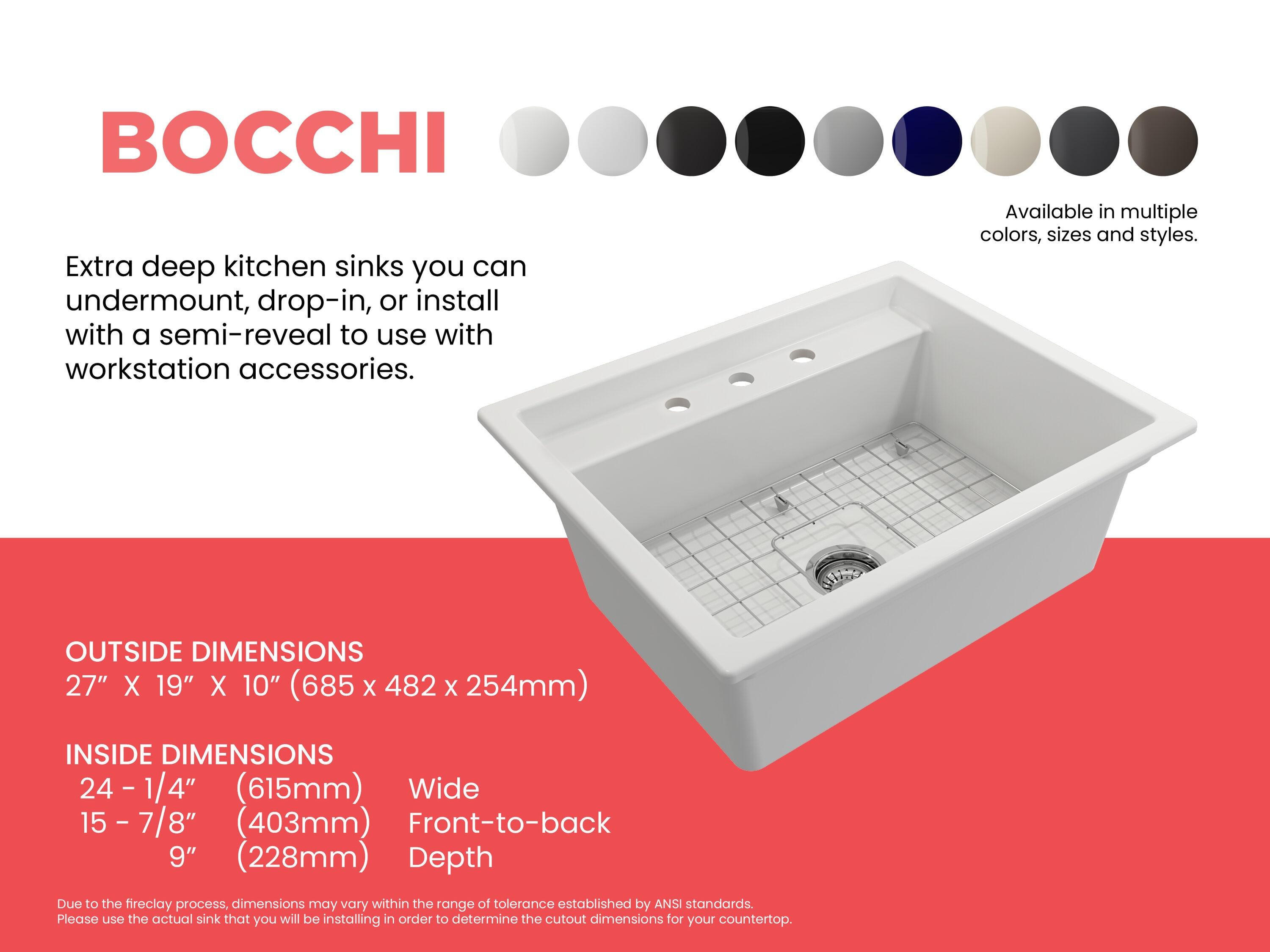 Baveno 27'' L Dual Mount Single Bowl Fireclay Kitchen Sink