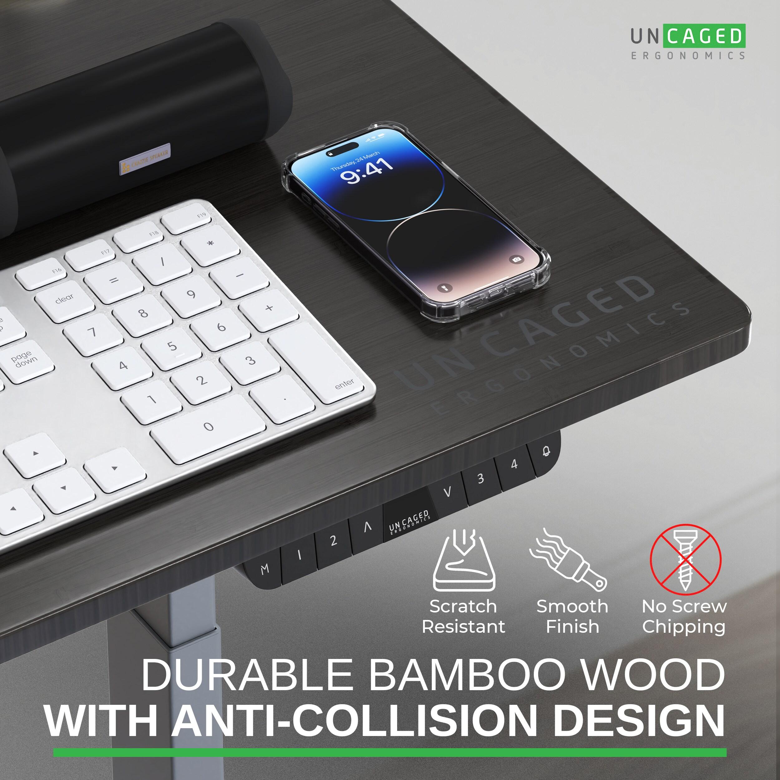 60"x30" Electric Standing Desk with Adjustability Bamboo Black - Uncaged Ergonomics