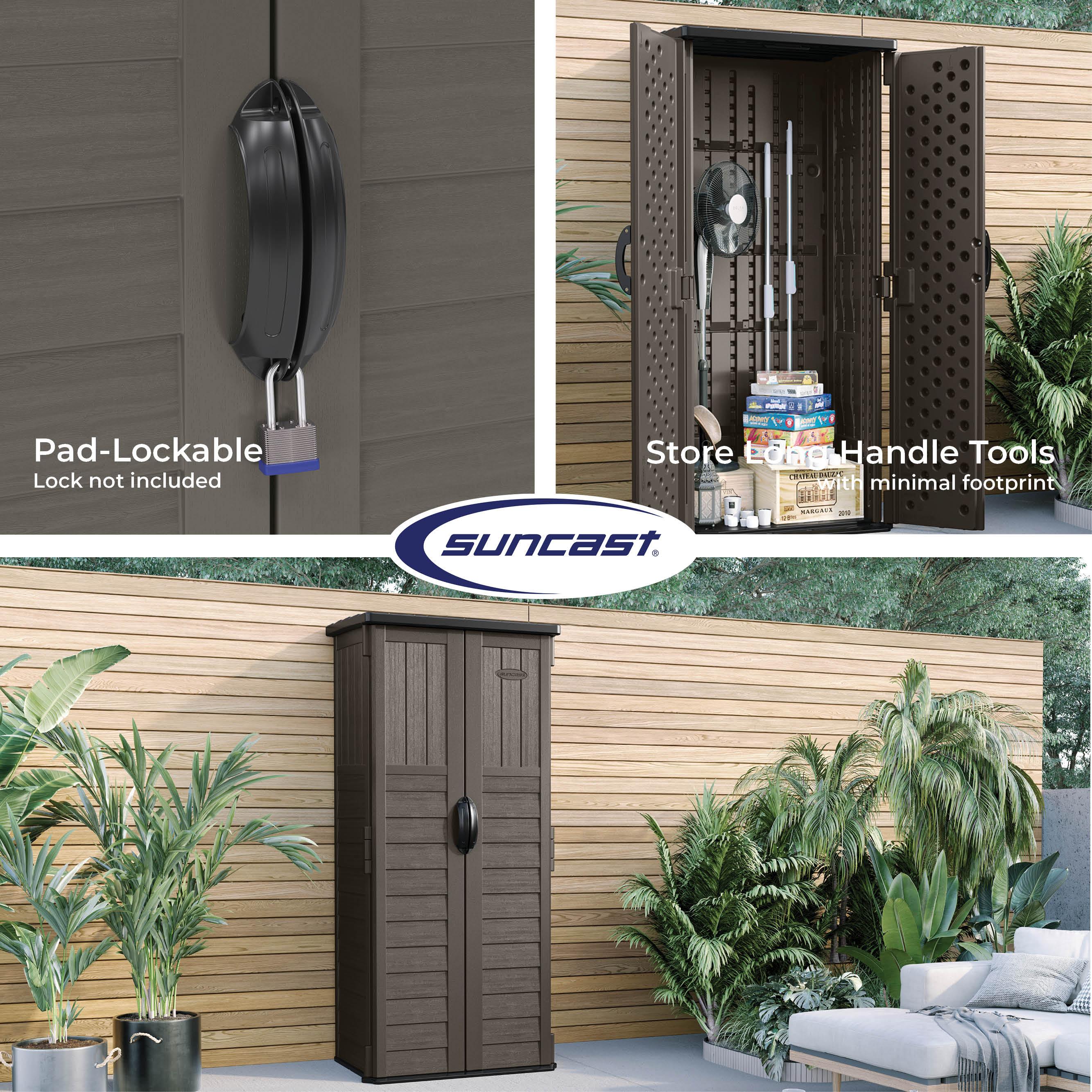 Suncast Suncast Outdoor 32.25 in. W x 24.75 in. D x 72 in. H Resin Vertical Tool Shed