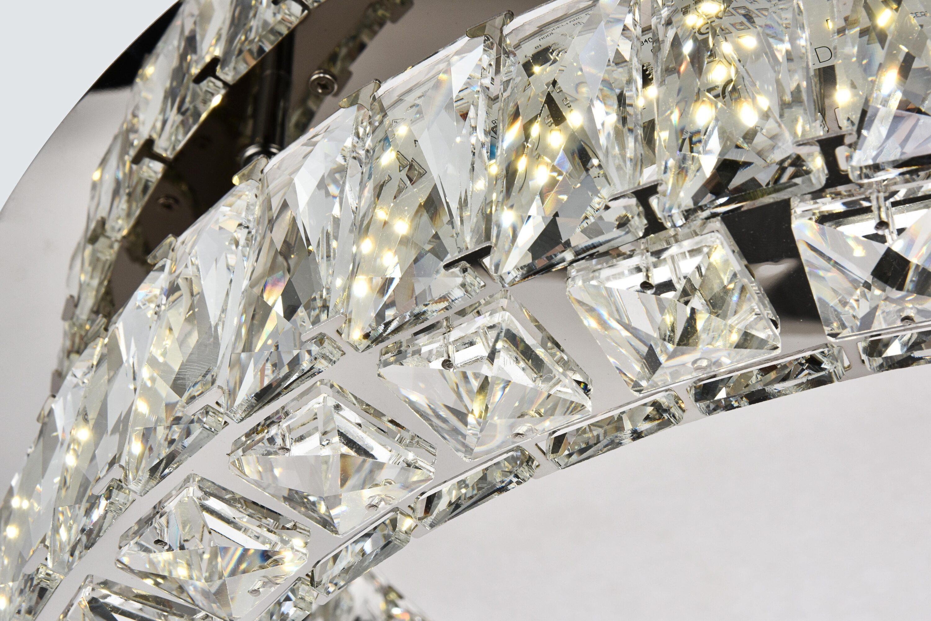 Monroe LED light Chrome Flush Mount Clear Royal Cut Crystal