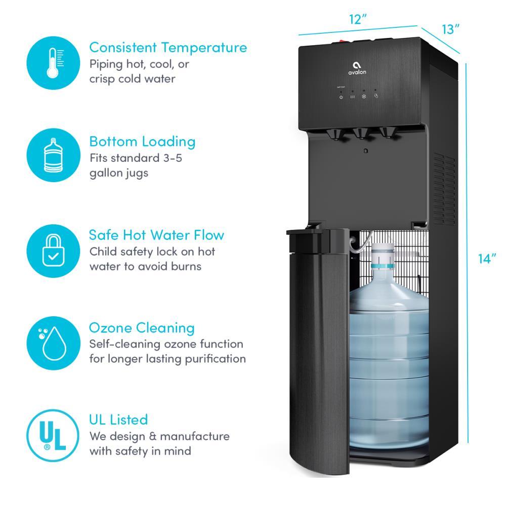 Black Stainless Steel Bottom Loading Water Cooler Dispenser