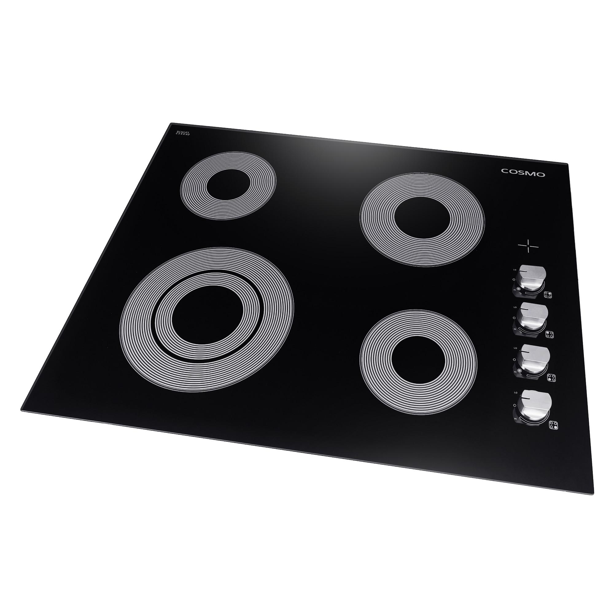 24 in. Electric Ceramic Glass Cooktop with 4 Elements, Dual Zone Element, Hot Surface Indicator Light and Control Knobs