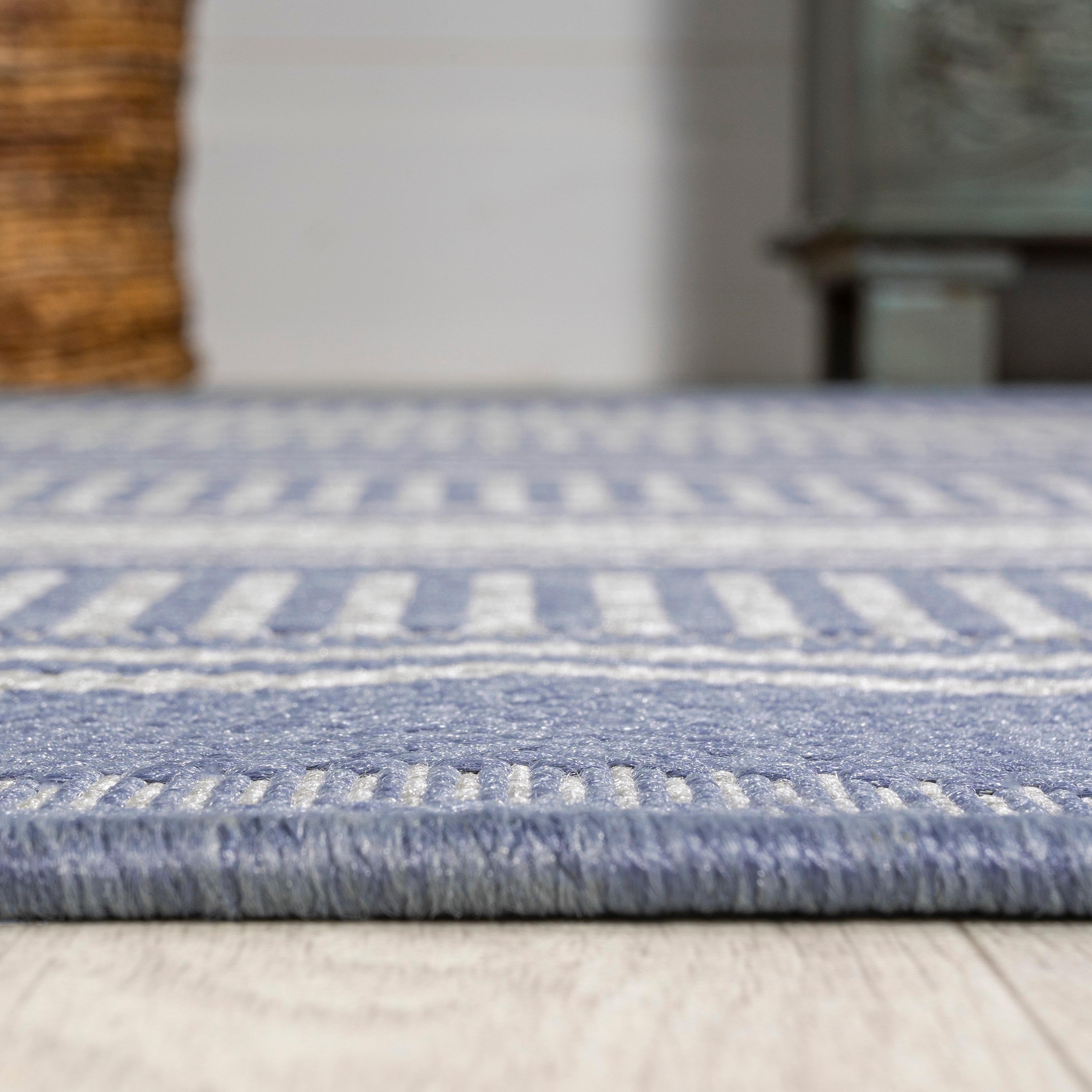 5' x 8' Haynes Modern Double Stripe Indoor/Outdoor Area Rug, Blue/Light Gray - JONATHAN Y
