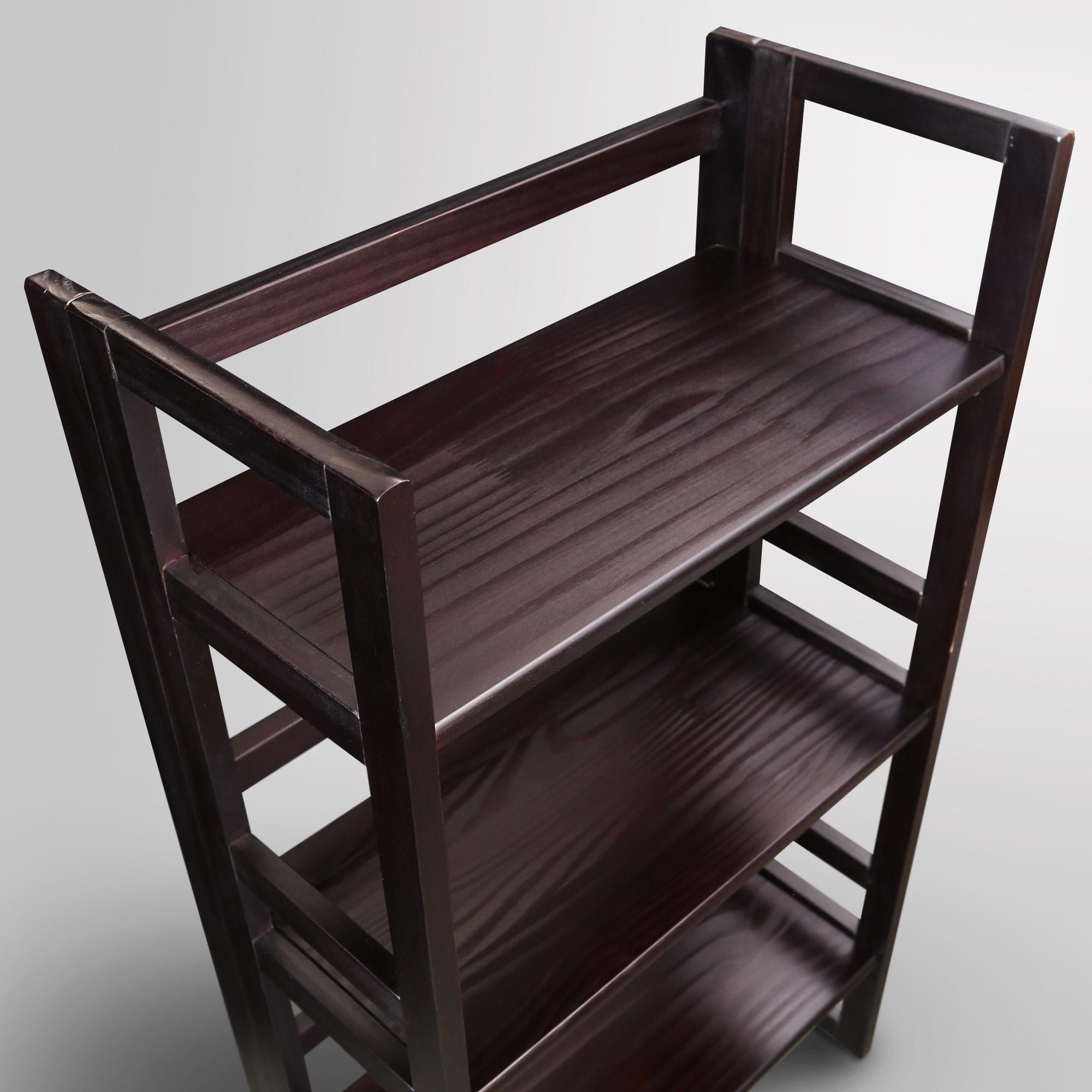 3-Shelf Folding Student Bookcase 20.75" Wide-Espresso