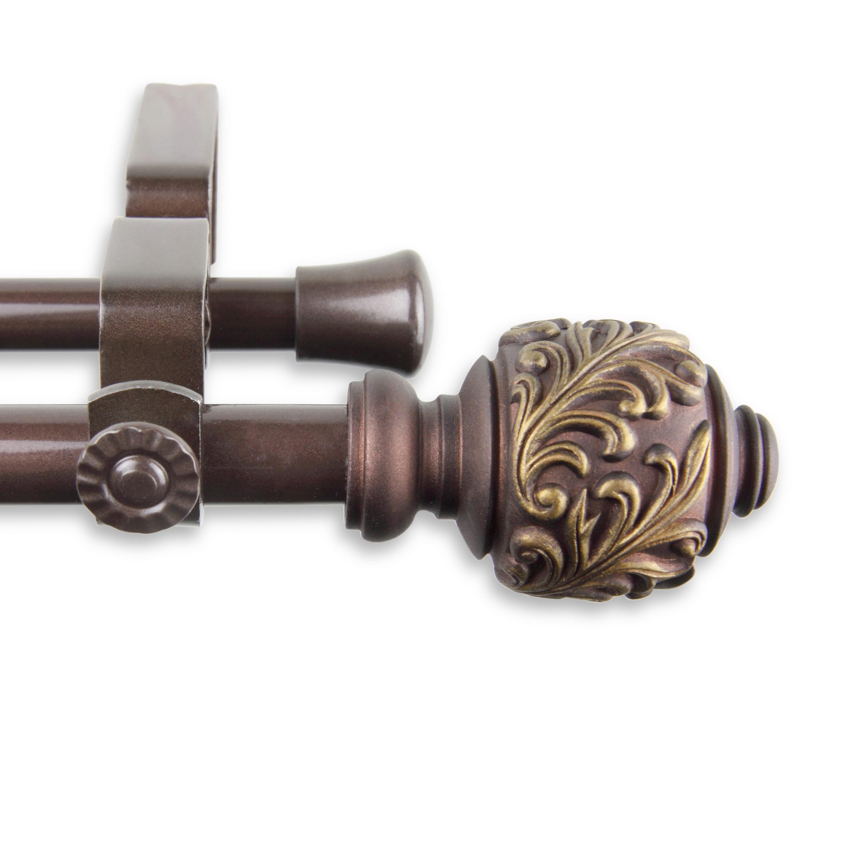 Home Window Decorative Tilly Double Curtain Rod 28-48 inch - Cocoa