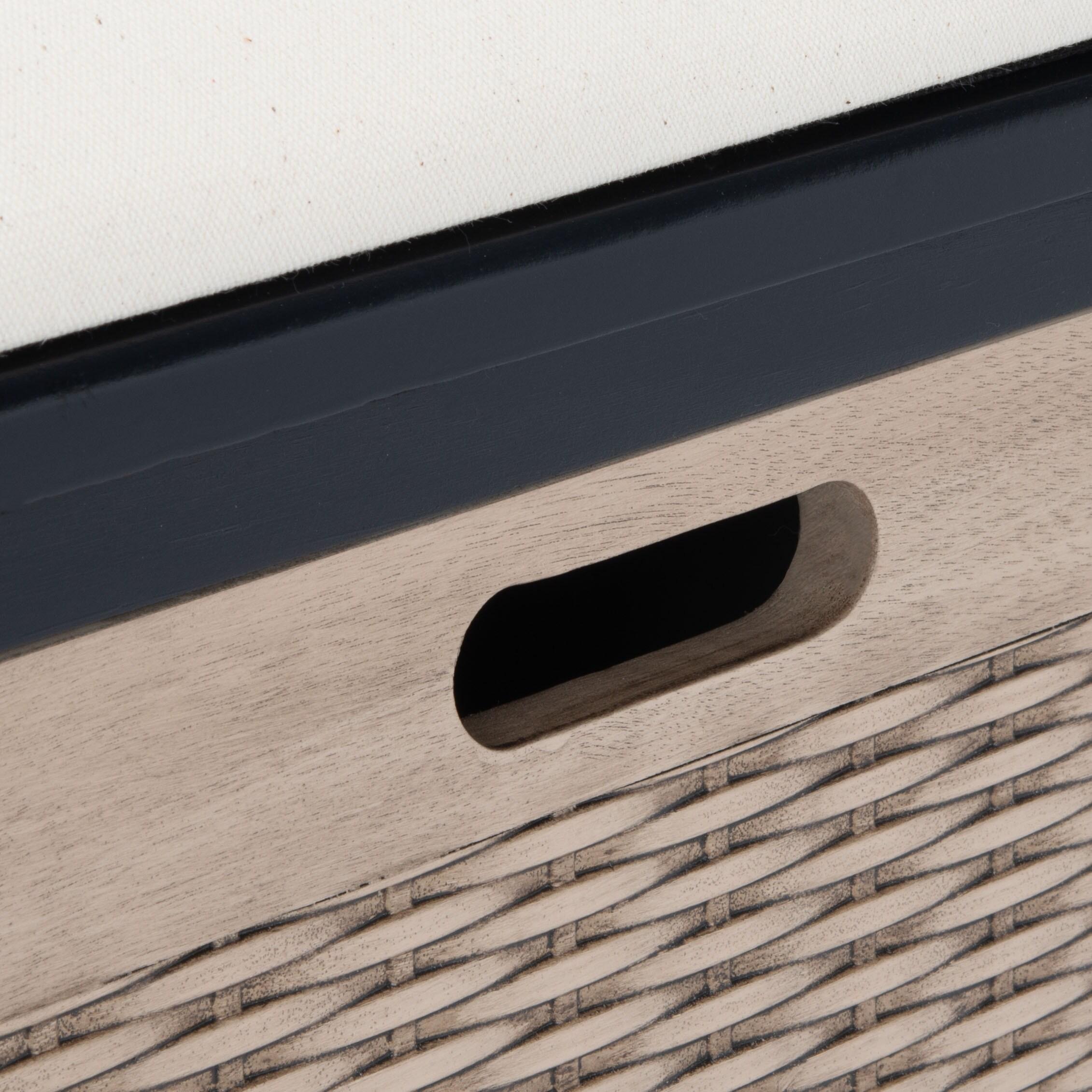 Landers 2 Drawer/Cushion Storage Bench - Black - Safavieh