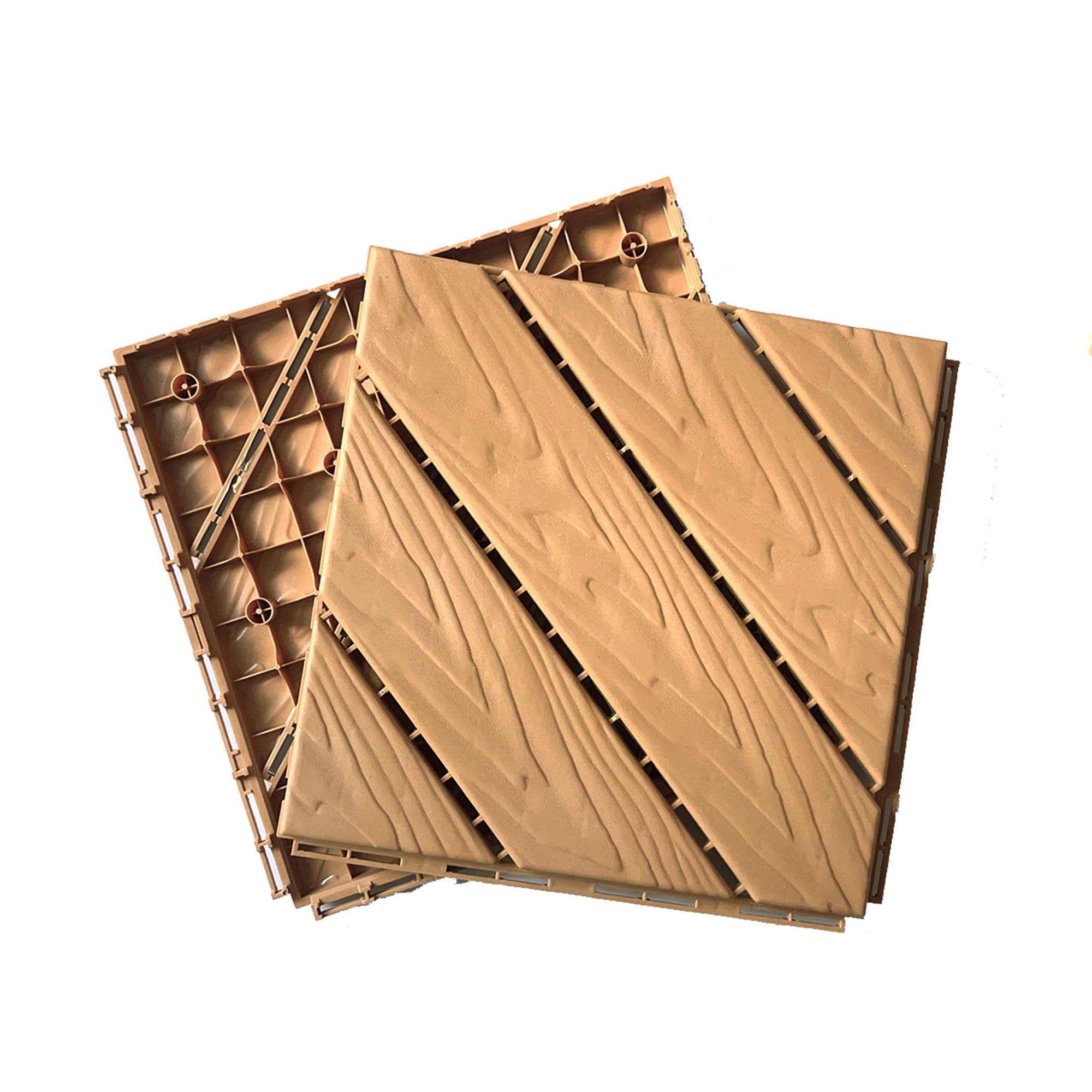 GROUPES Wood Plastic Composite Deck Tiles Set Of 35Pcs, Composite Decking Resist Rust, Water, Weather, Easy To DIY & Maintain, Indoor&Outdoor,Ideal For Patios, Balconies, Rooftops, Decks, 12X12in