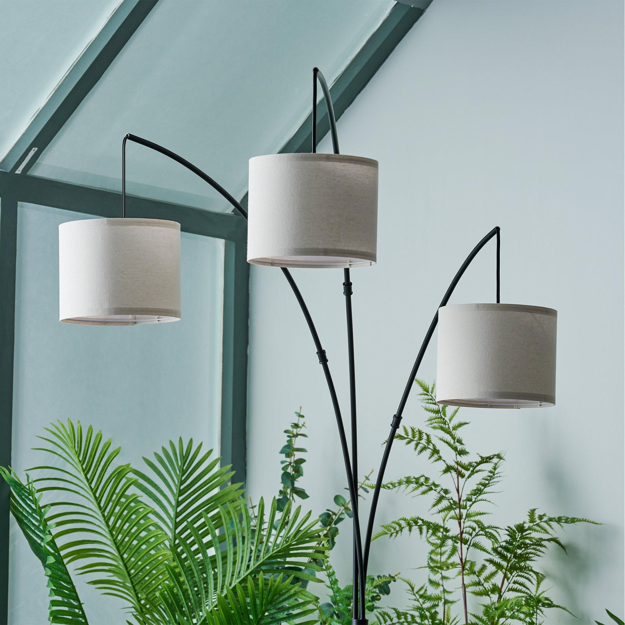 Bestco 83" Modern Arc Floor Lamp with Hanging Drum Shades 3 Light Tree Standing Light