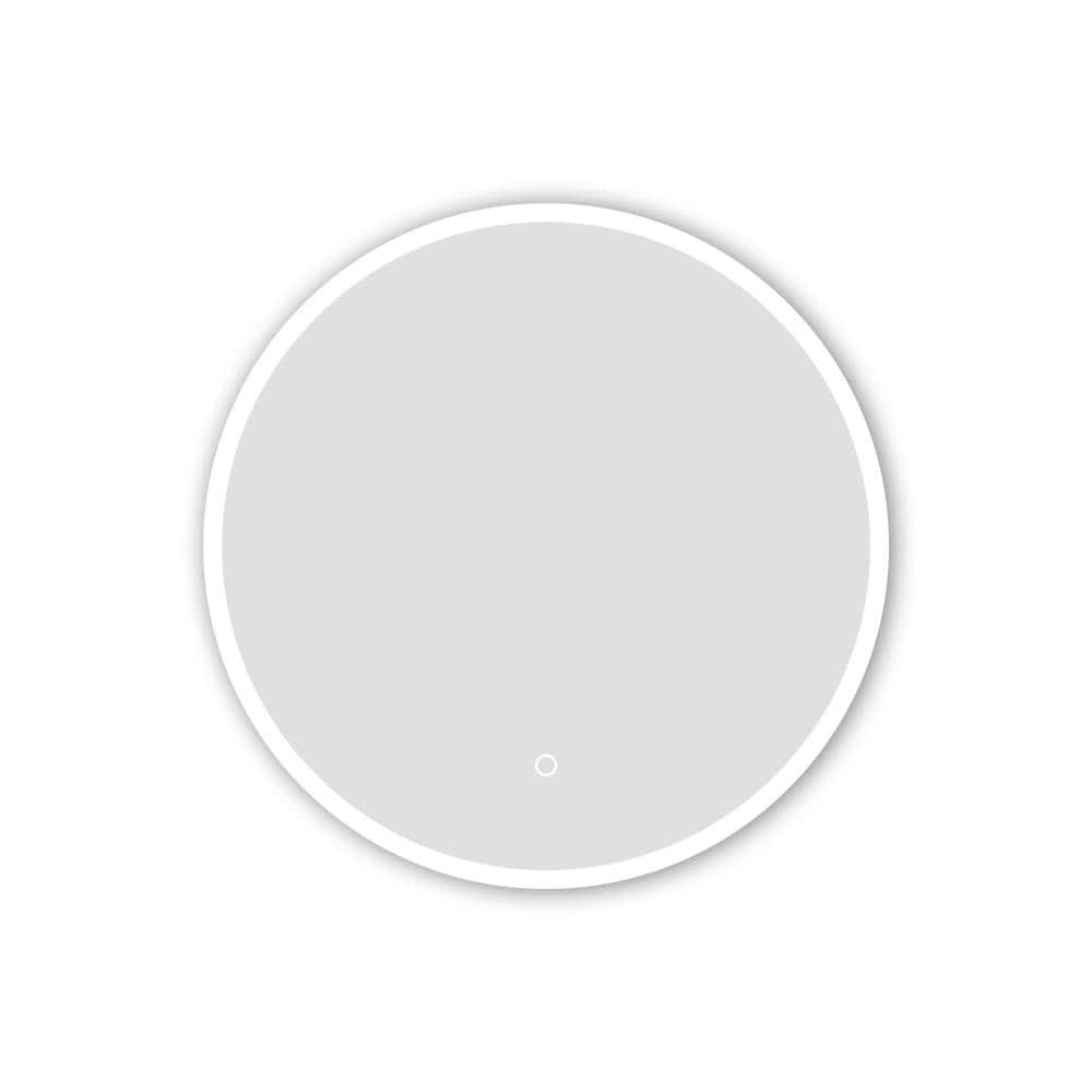 Century 32 in. W x 32 in. H Frameless Round LED Light Bathroom Vanity Mirror in Silver Finish