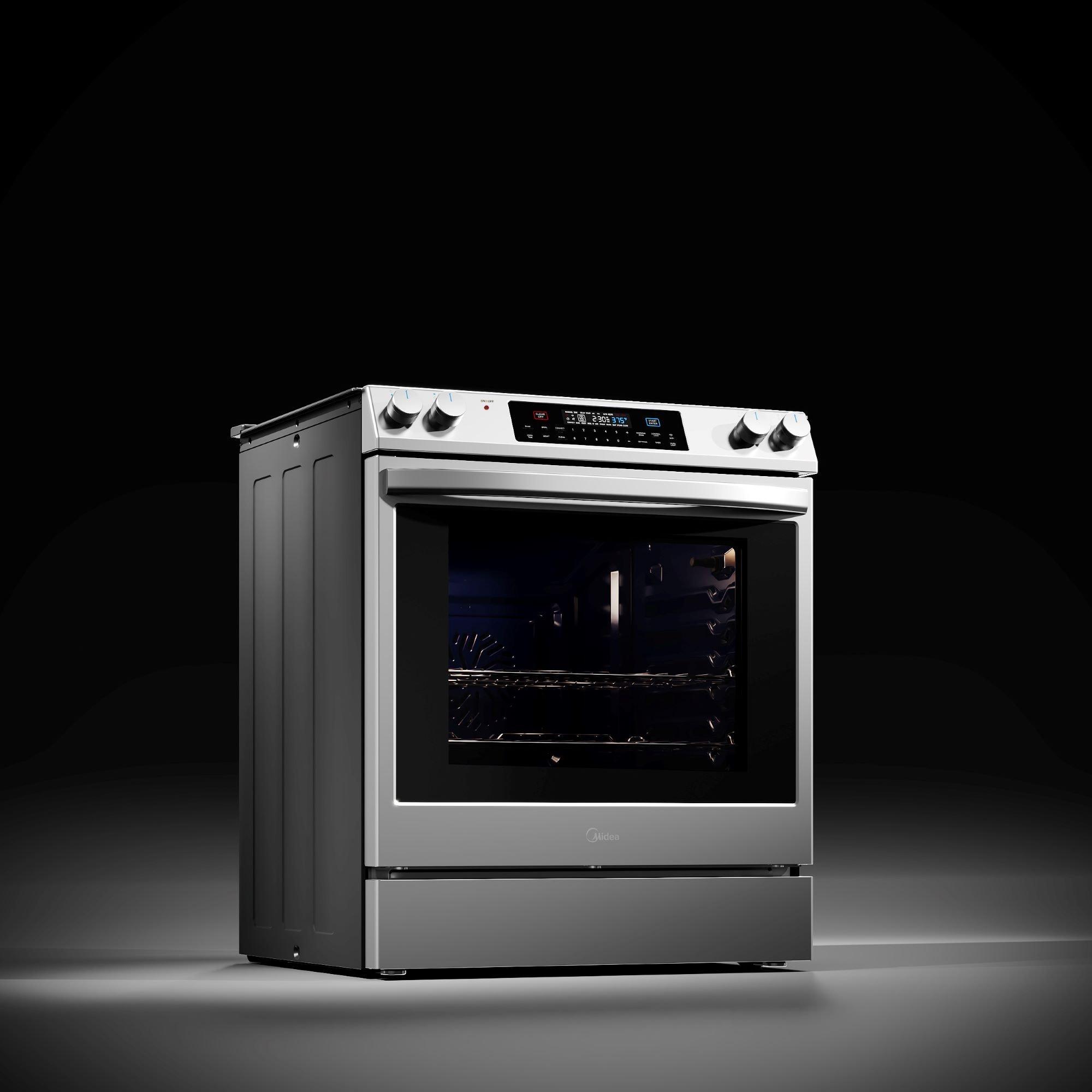 Midea 30-In Slide-In Electric Range with Wi-Fi Connectivity and Fan Convection, Stainless Steel,  MES30S2AST