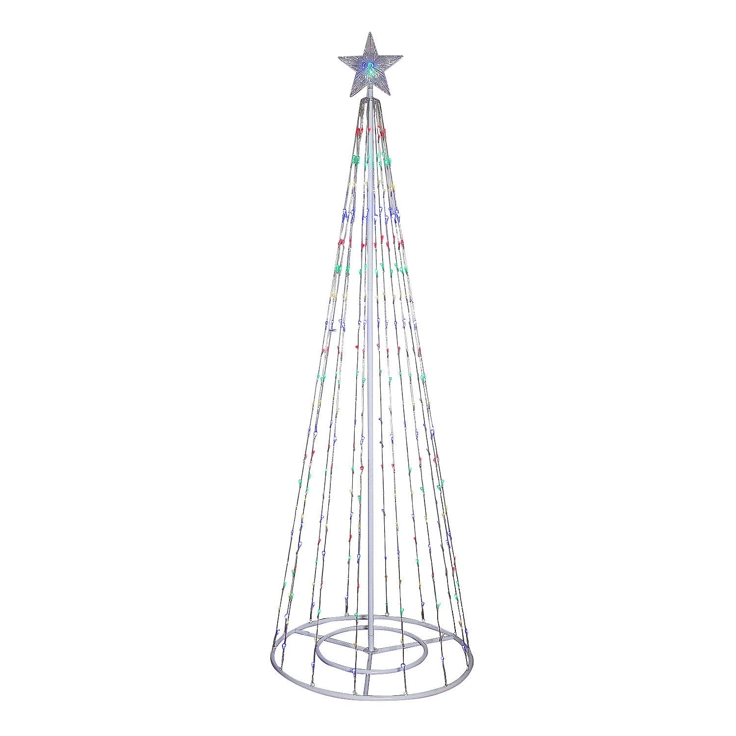Alpine Corporation 86"H Indoor Artificial Christmas Tree with Multi-Colored Lights and Star Topper , Christmas Decoration