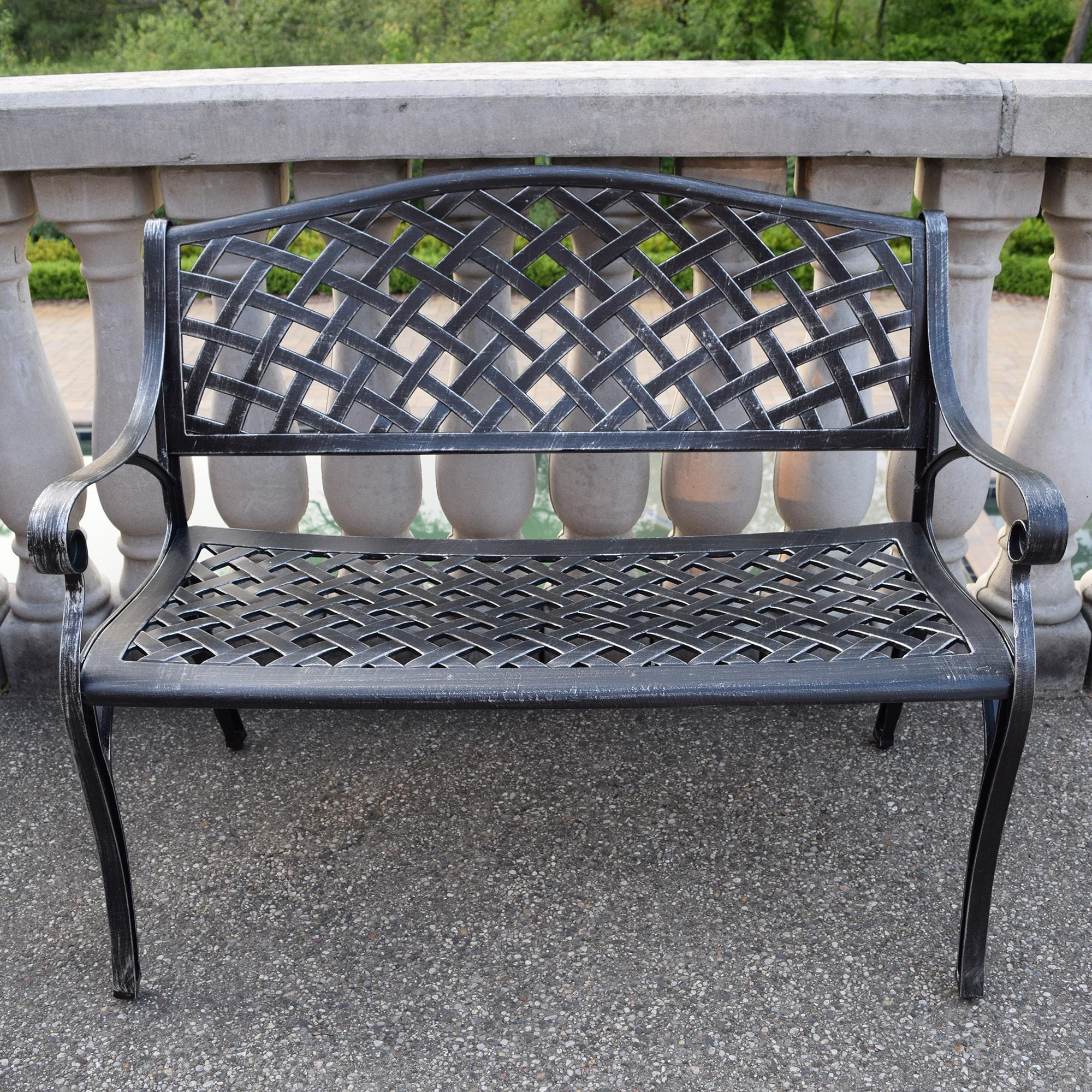 Modern Aluminum Patio Bench - Gray - Oakland Living