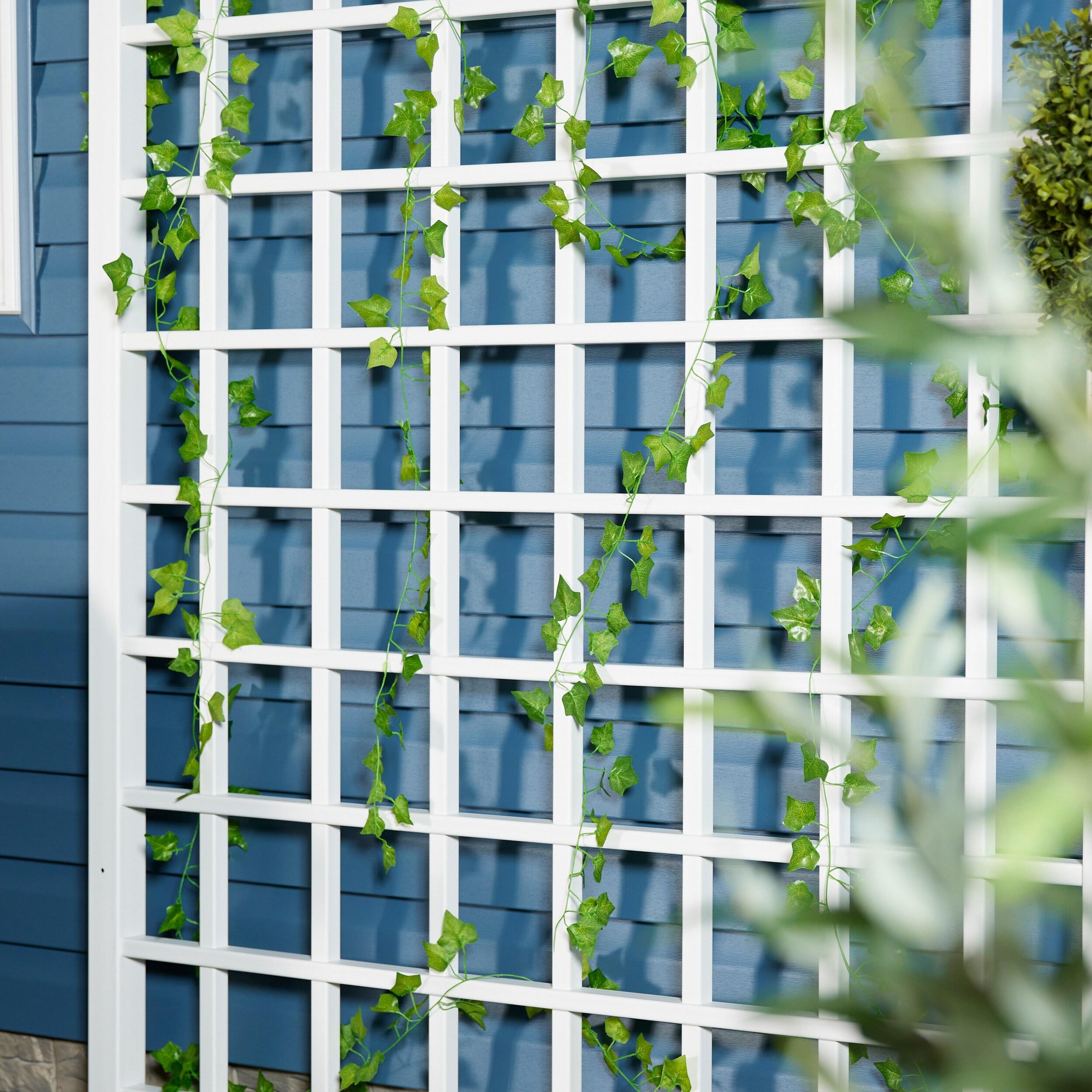 Dura-Trel Winchester 57"x95" PVC Vinyl Outdoor Garden Trellis Support for Vines, Climbing Plants, Flowers, & Vegetables w/Wall Mounting Screws, White