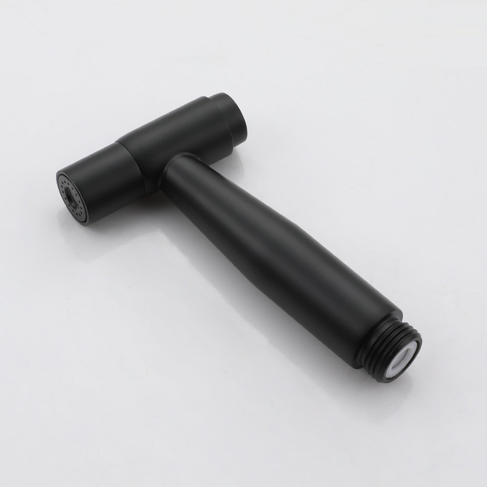 Double Handle Bridge Kitchen Faucet with Side Sprayer in Matte Black