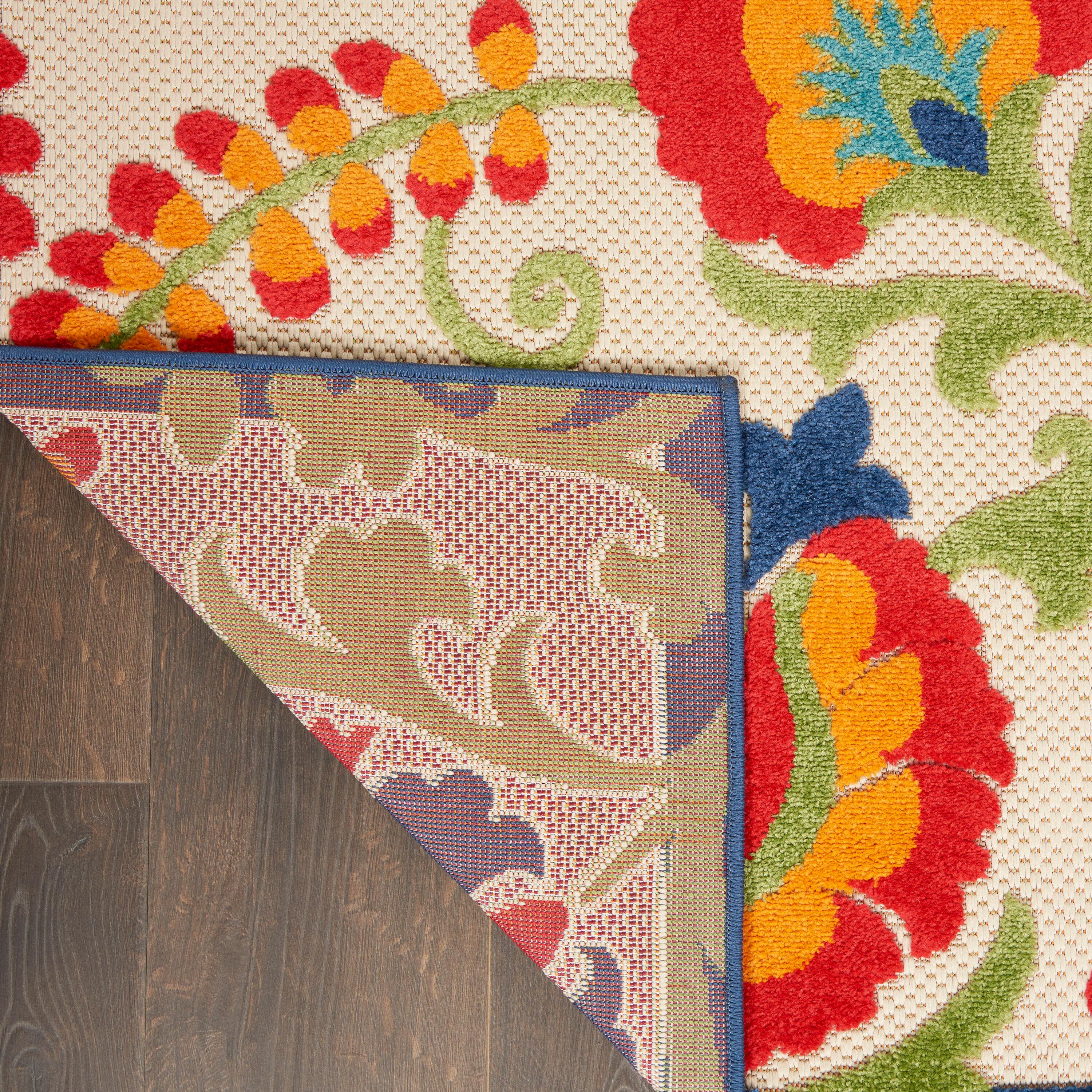 Nourison Aloha Floral Textured Flatweave High-Low Indoor Outdoor Runner Rug Multicolor 2' x 6'