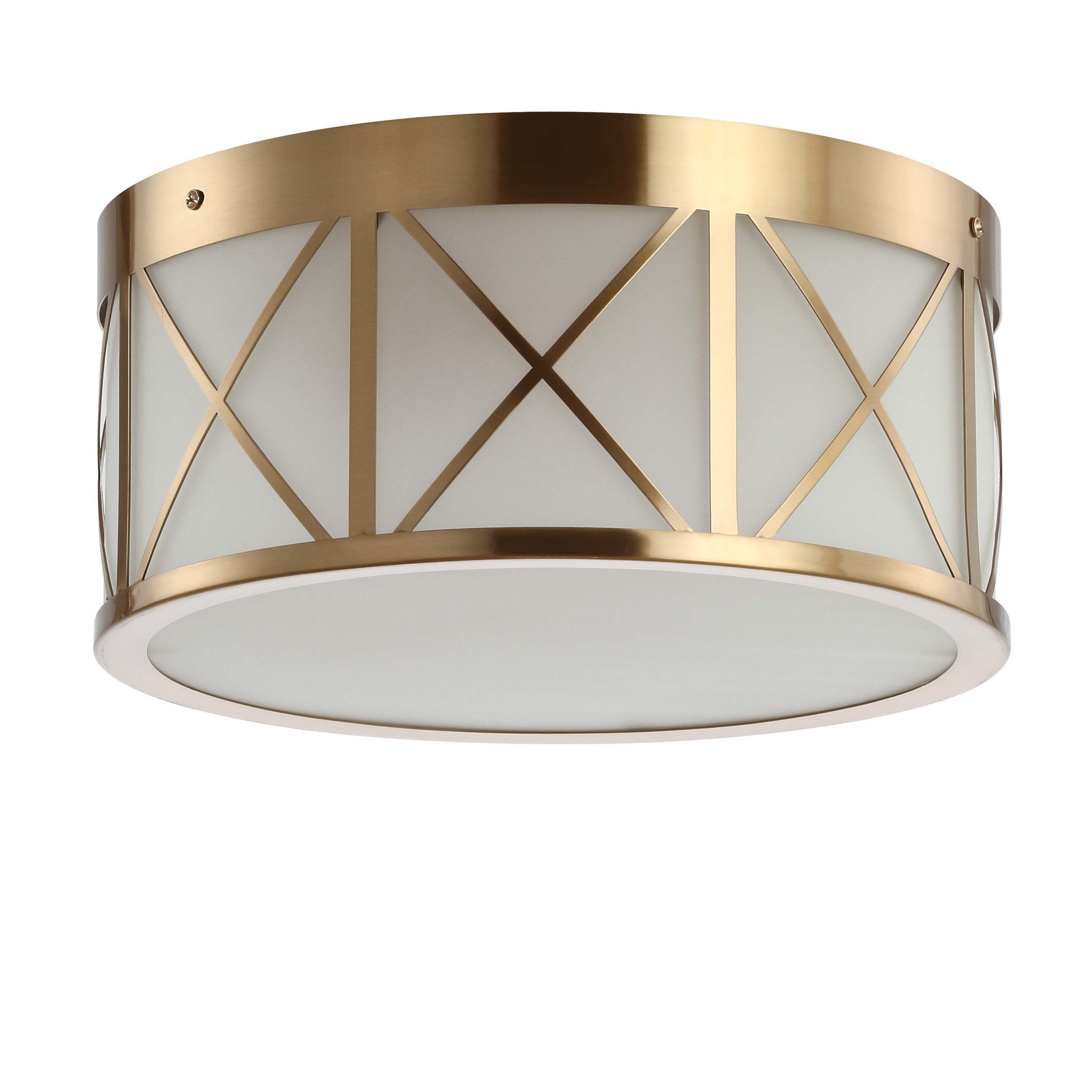 Cadence 13" Drum Metal/Glass Flush Mount, Brass Gold
