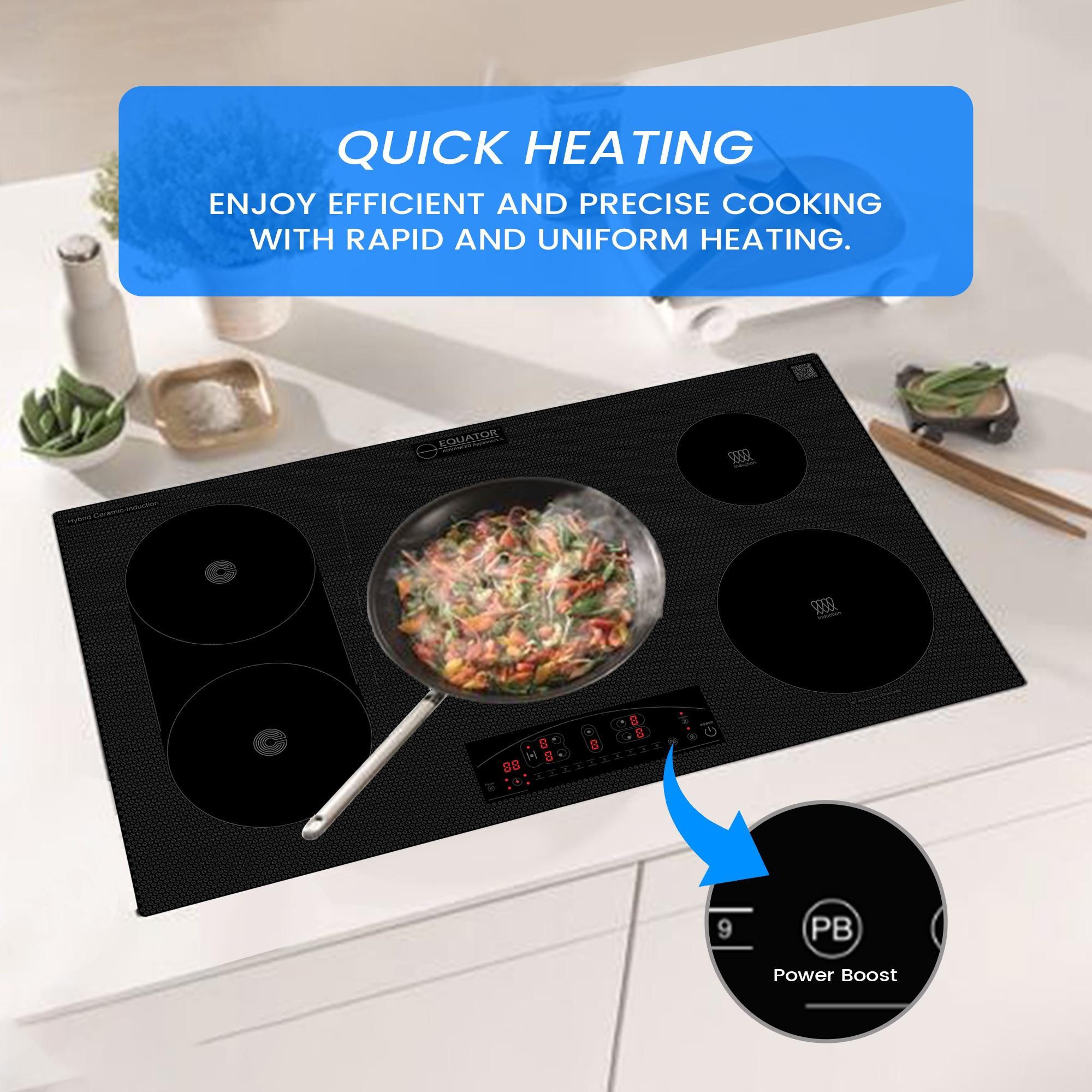 Equator Design 36" Electric Hybrid CERAMIC-INDUCTION 5 Burner Cooktop 220V