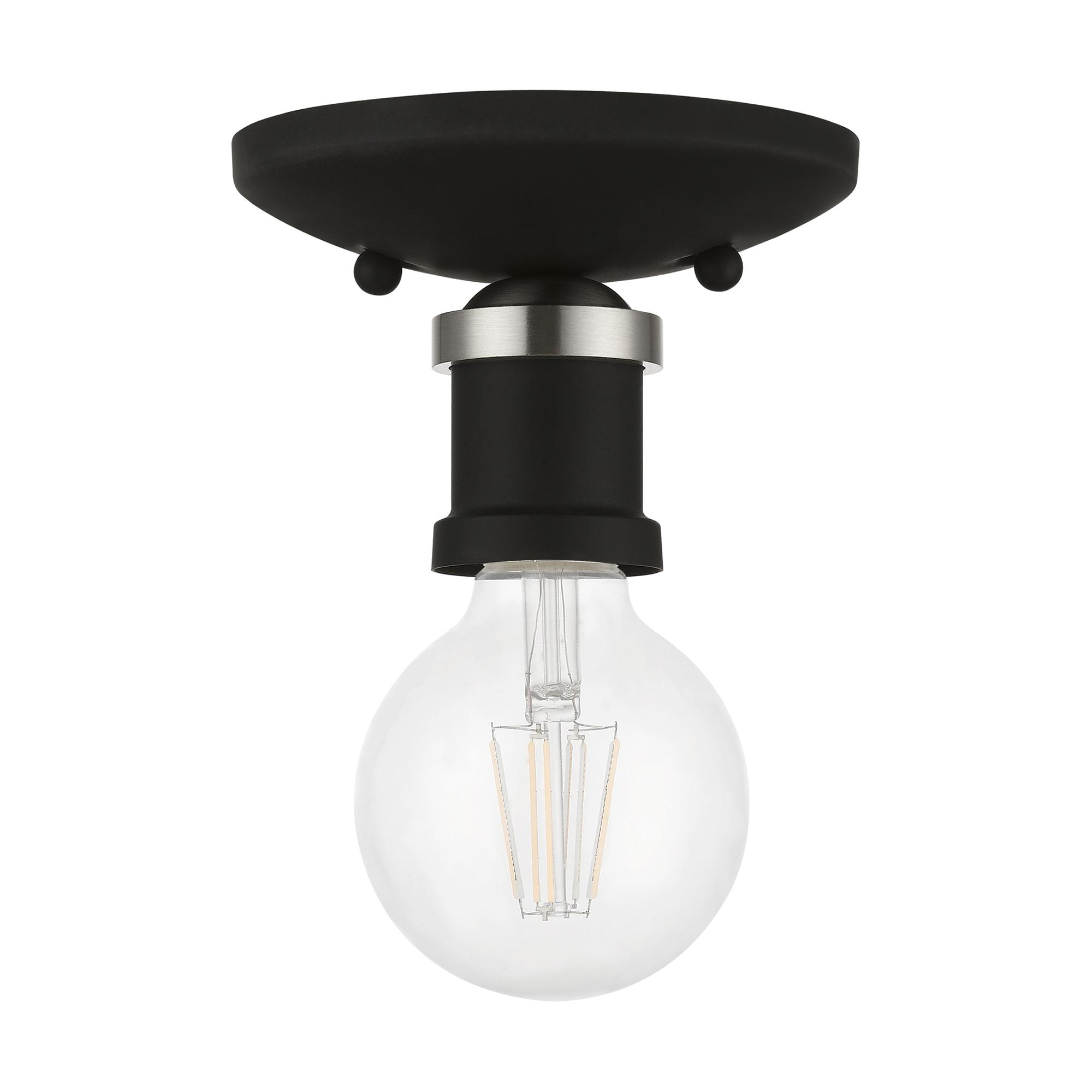 Livex Lighting Lansdale 1 - Light Flush Mount in  Black/Brushed Nickel