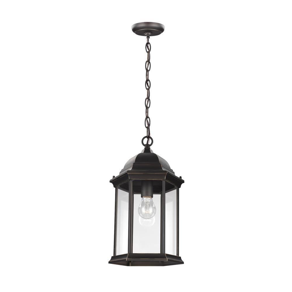Antique Bronze Classic Lantern Outdoor Pendant with Clear Glass