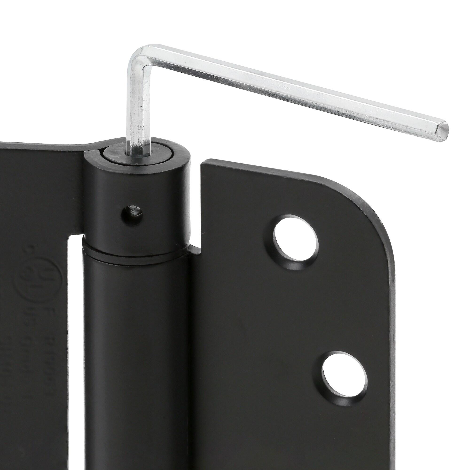 Prime-Line Door Hinge Commercial UL Adjustable Self-Closing Spring Hinge, 4 in. x 4 in. with 5/8 in. Radius Corners, 4 Holes per Leaf with Screws, .130 in. Gauge (Set of 3)