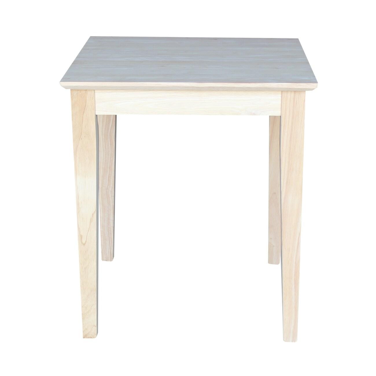 International Concepts Shaker Tall End Table: Hardwood Square Unfinished Accent Furniture