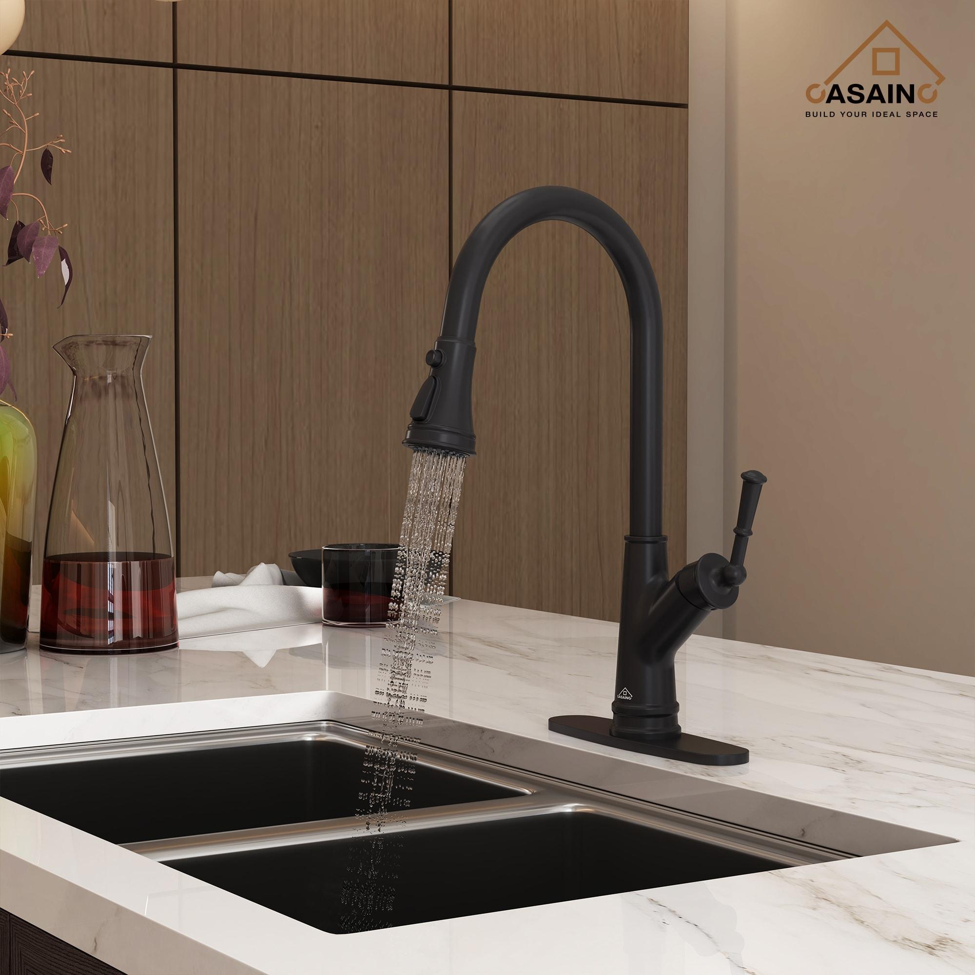 CASAINC 1.8 GPM Single-Handle Pull-Down Kitchen Faucet Single Hole Faucet