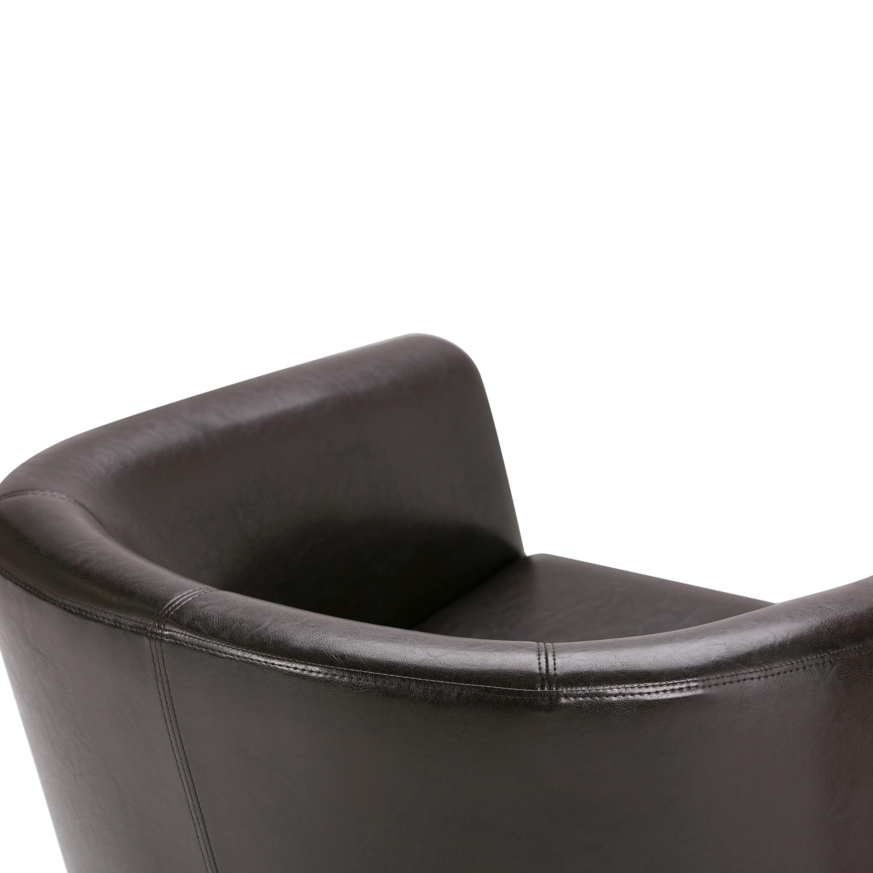Simpli Home Austin 30"W Upholstered Vegan Faux Leather Contemporary Tub Accent Chair with High Arms and Deep Seat
