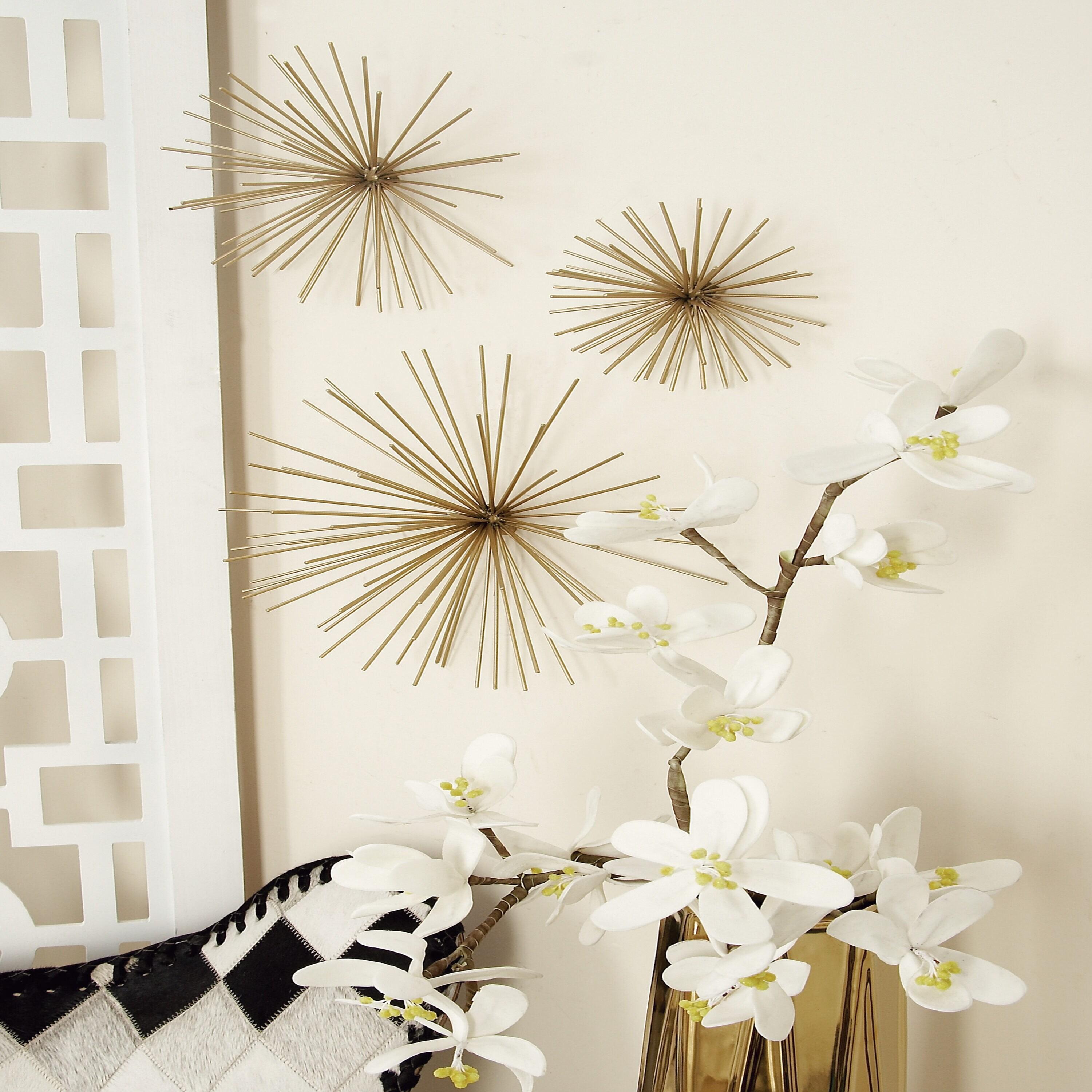 Metal 3D Long Spike Starburst Home Wall Decor Set