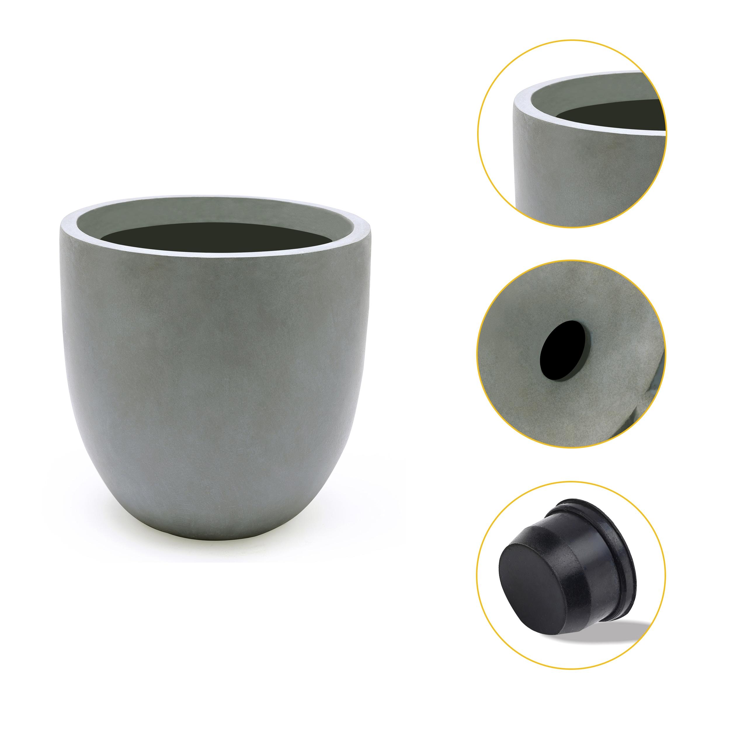 LuxenHome Round Tapered 12.2" H Flower Pot Planter Gray