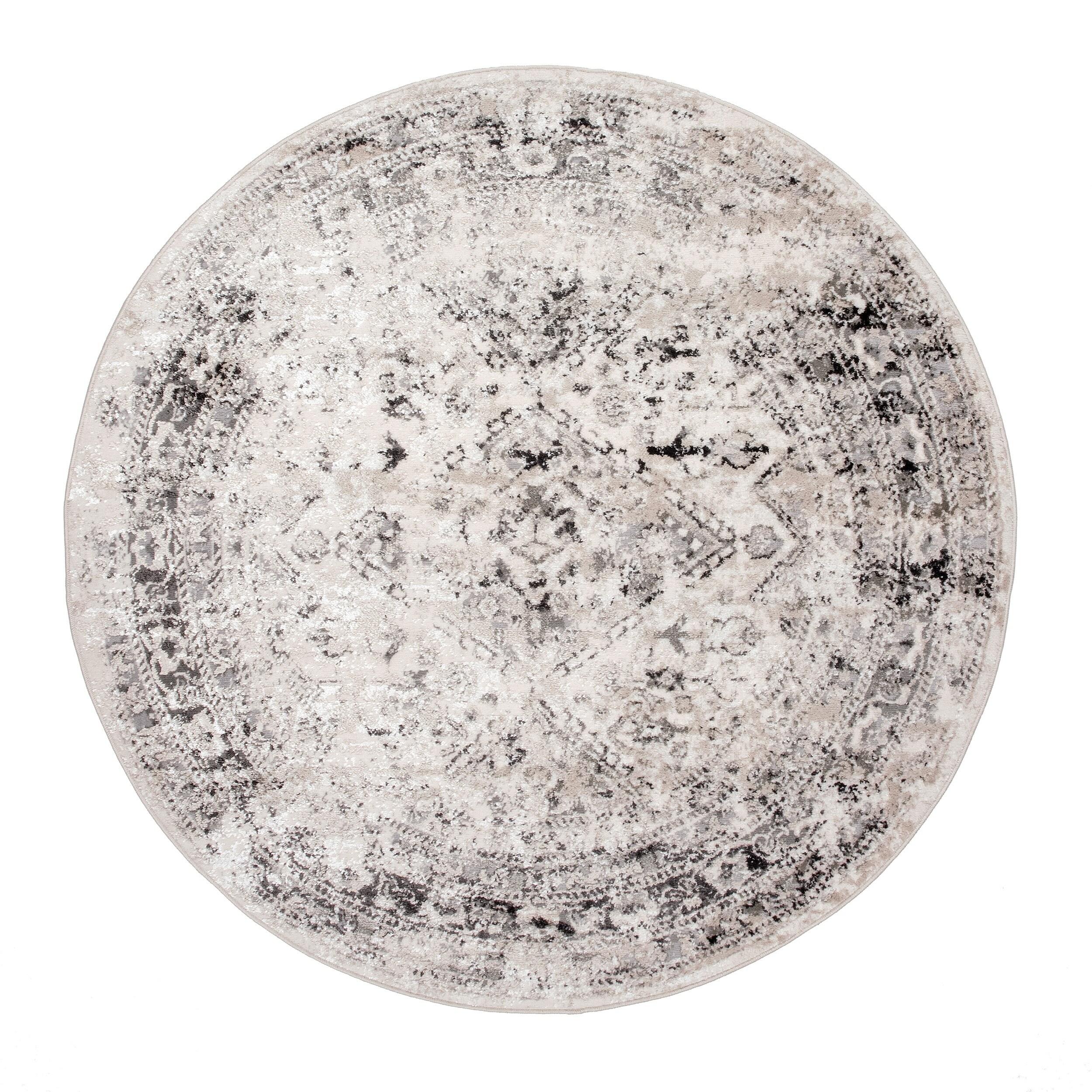 Nuloom Madisson Medallion 5 Round Indoor Area Rug for Living Room Bedroom Dining Room Kitchen, Grey/Ivory
