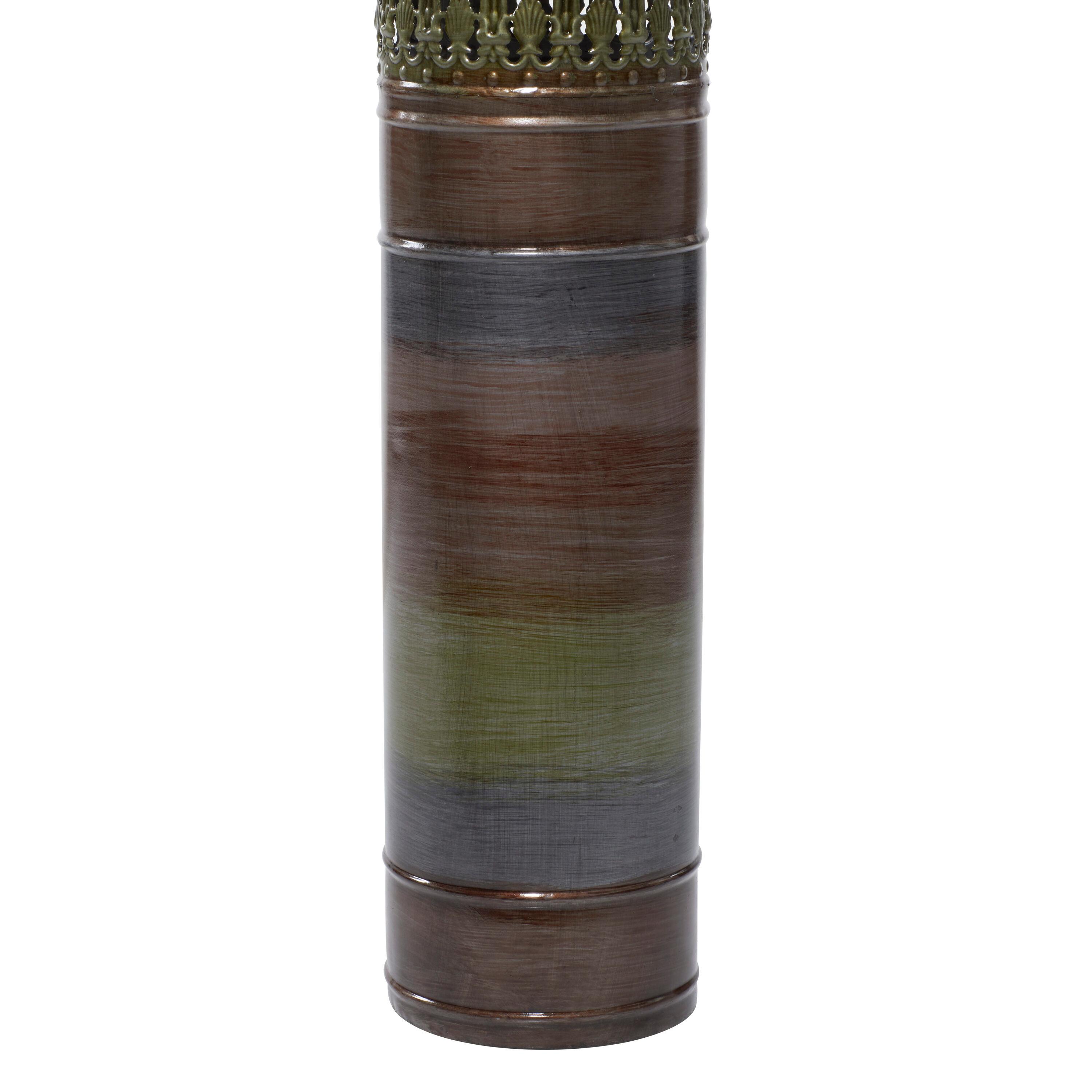 DecMode 34", 31", 28"H Tall Ombre Bronze Metal Vase with Laser Cut Antefix Design, Set of 3