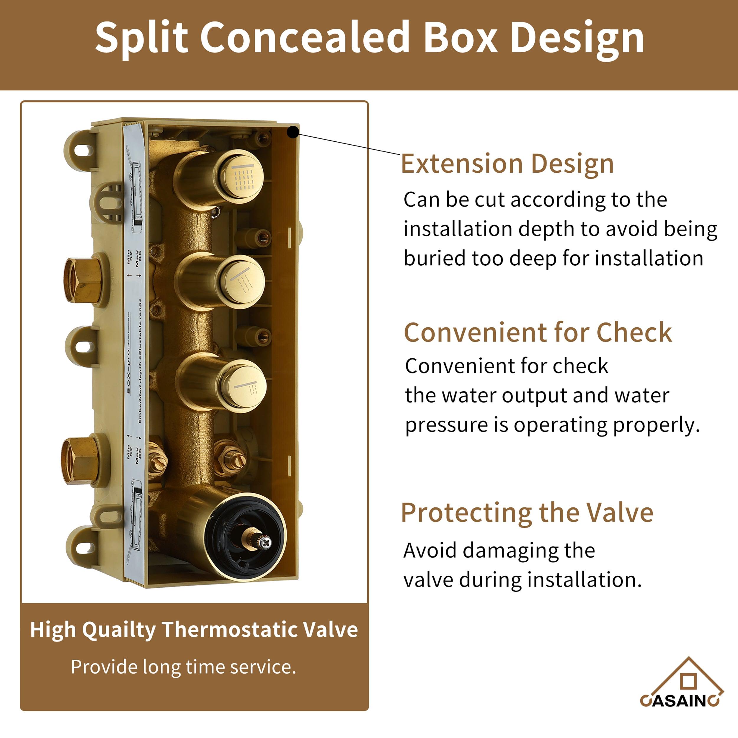 3 Functions 12 Inch Wall Mount Thermostatic Shower System with 6 Body Jets