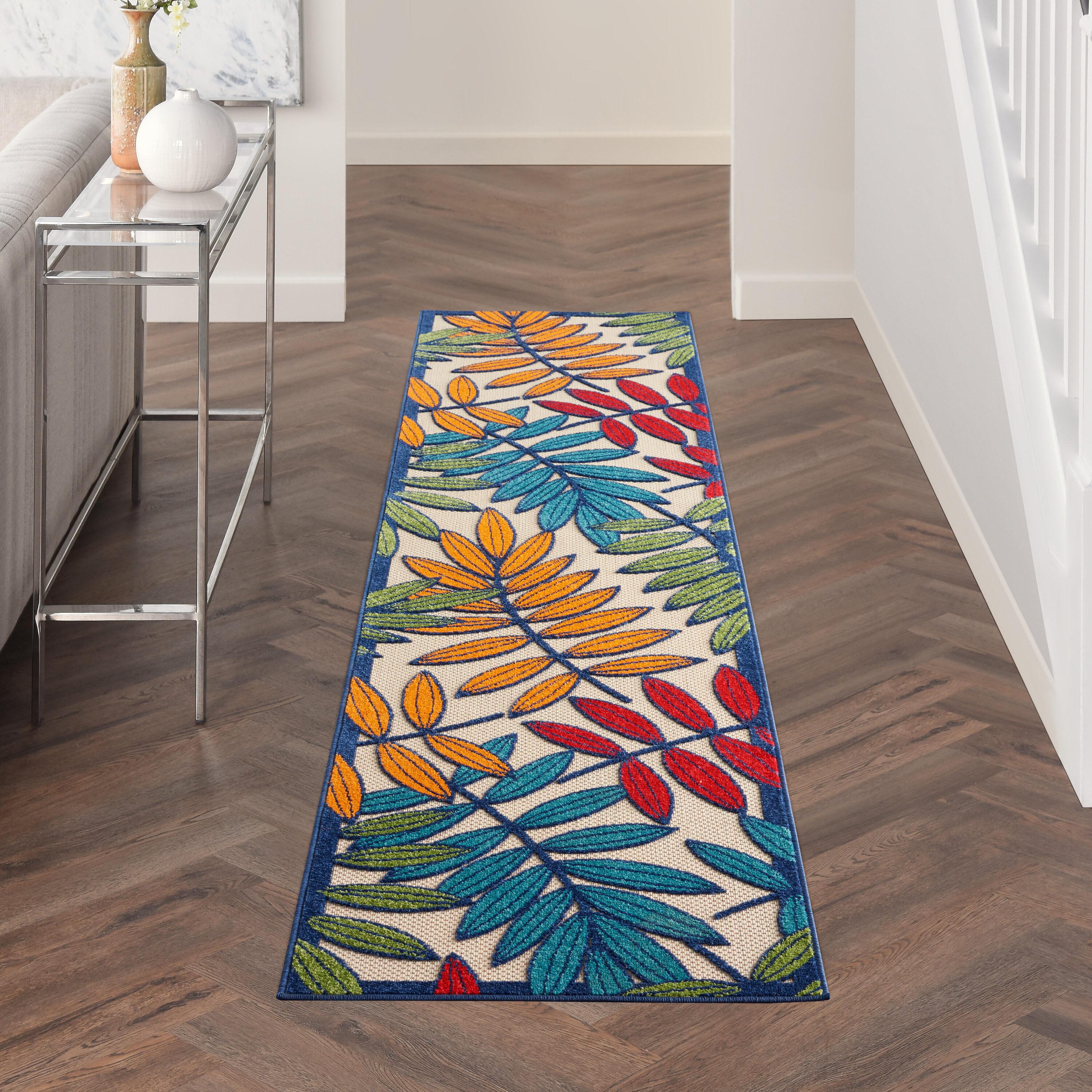 Nourison Aloha Floral Leaf Flatweave High-Low Indoor Outdoor Runner Rug Multicolor 2'3" x 10'