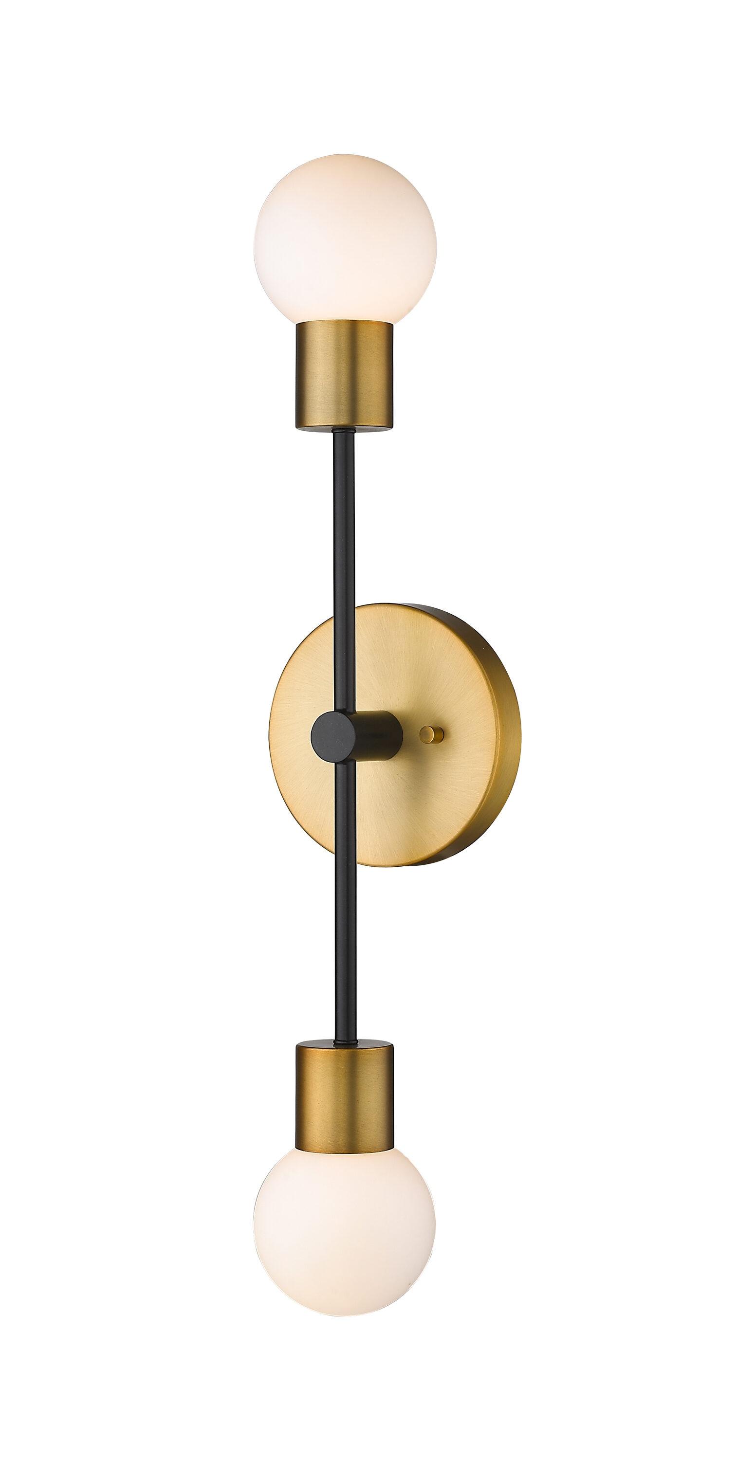 Z Lite 621-2S-MB-FB 6 in. Neutra 2 Light Matte Black & Foundry Brass Wall Sconce