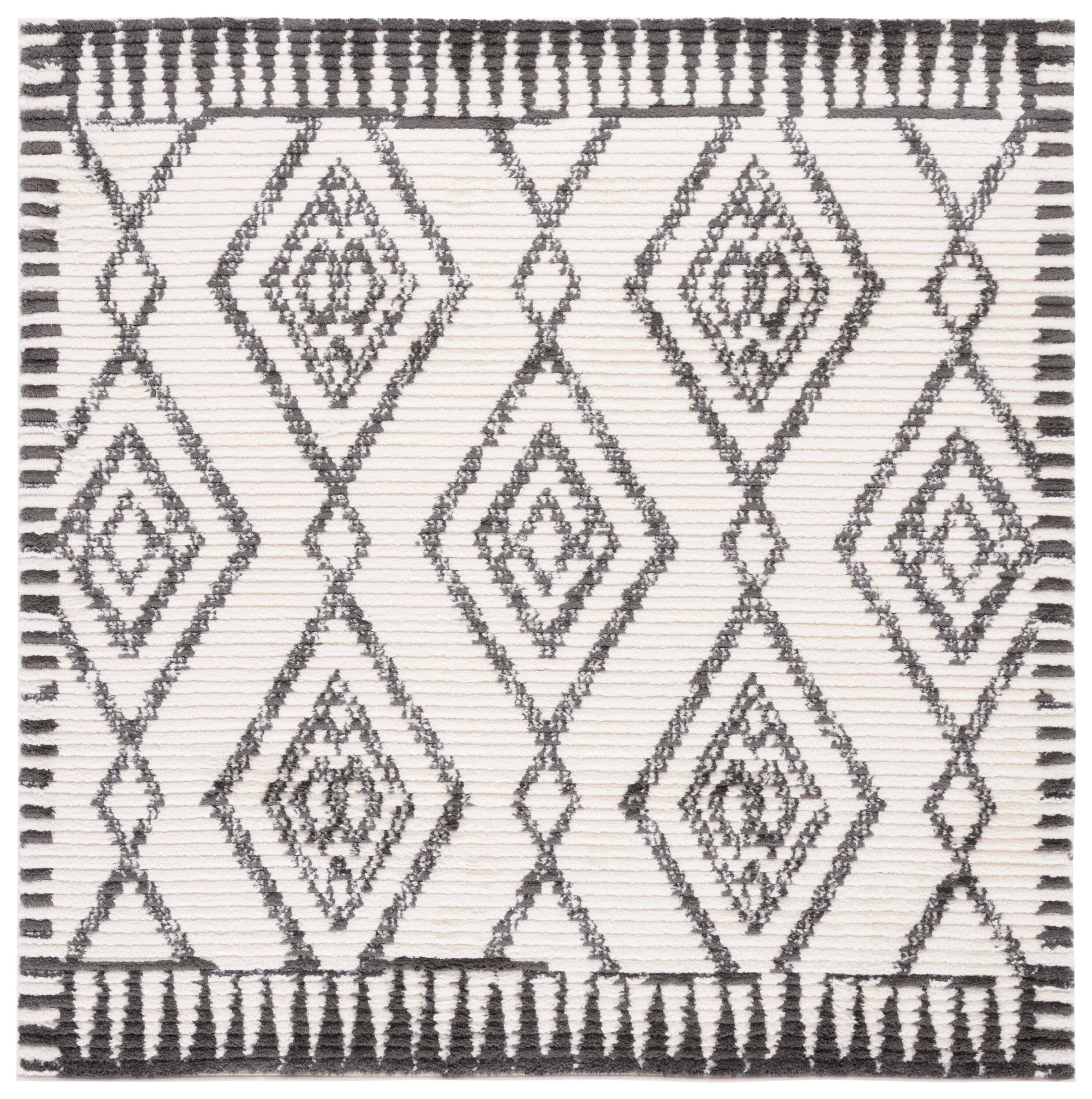 Marrakesh MRK304 Power Loomed Area Rug - Ivory/Dark Gray - 6'7"x6'7" - Safavieh.