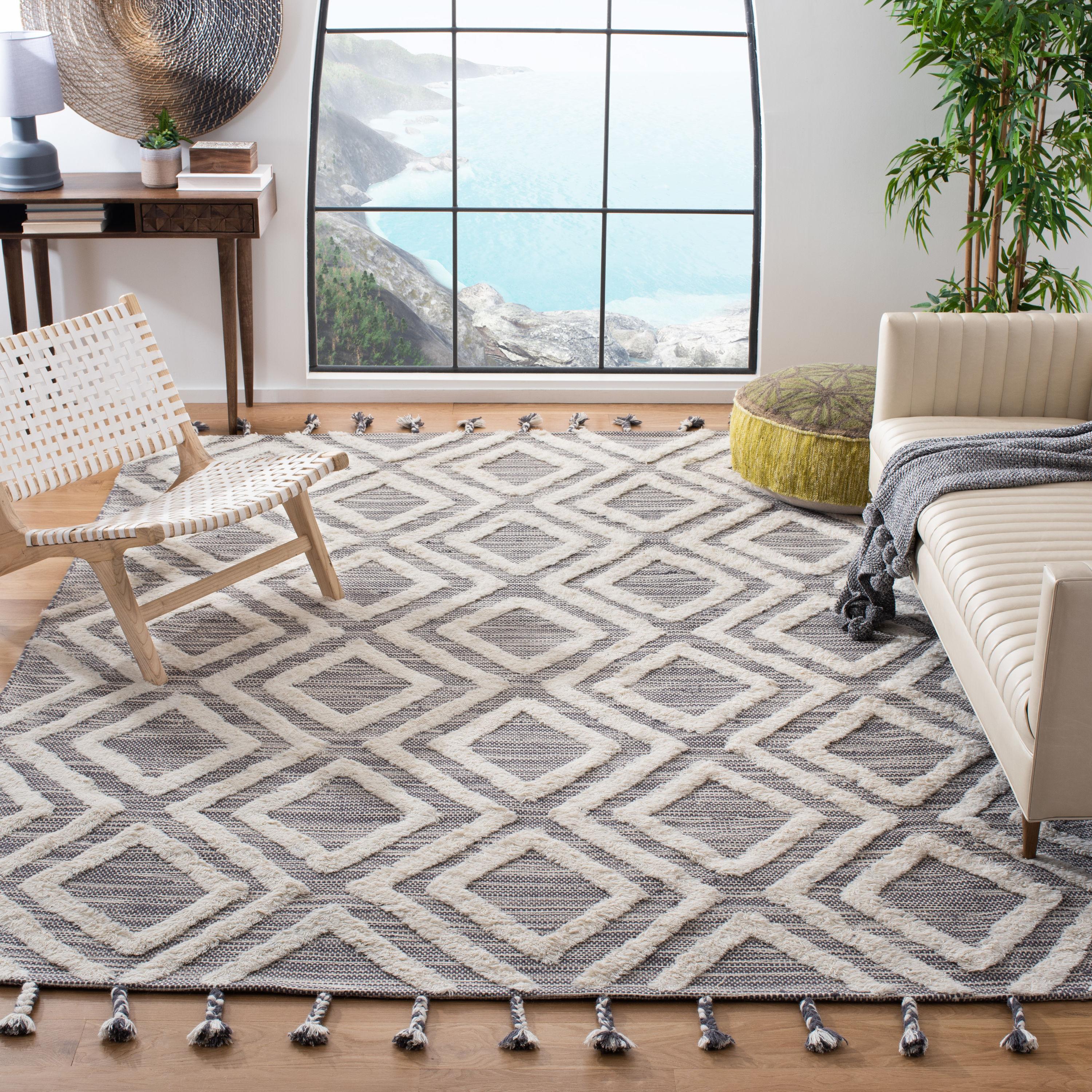 Kenya KNY331 Hand Tufted Area Rug - Grey/Ivory - 7'x7' - Safavieh.