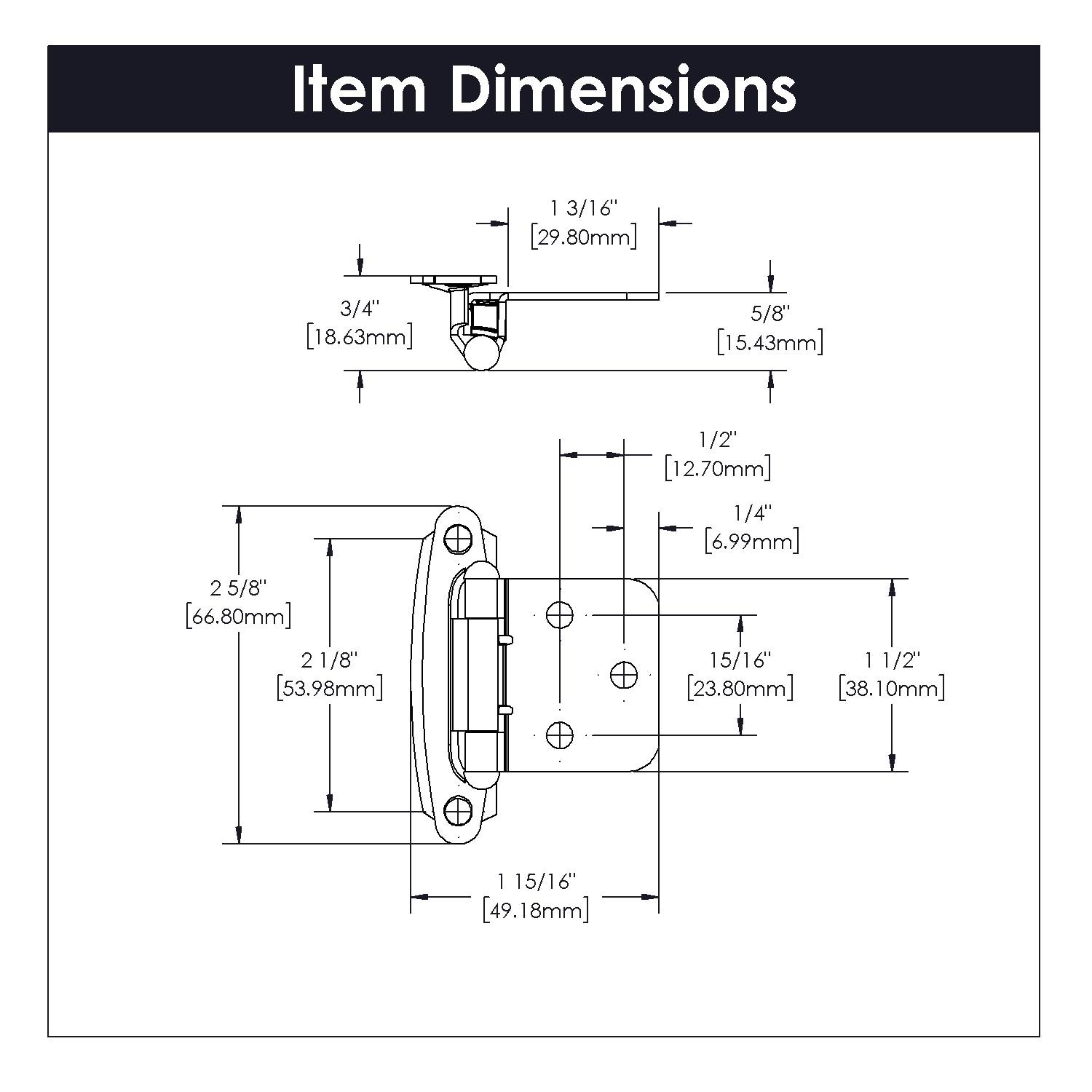 Polished Brass Self-Closing Flush Cabinet Hinges