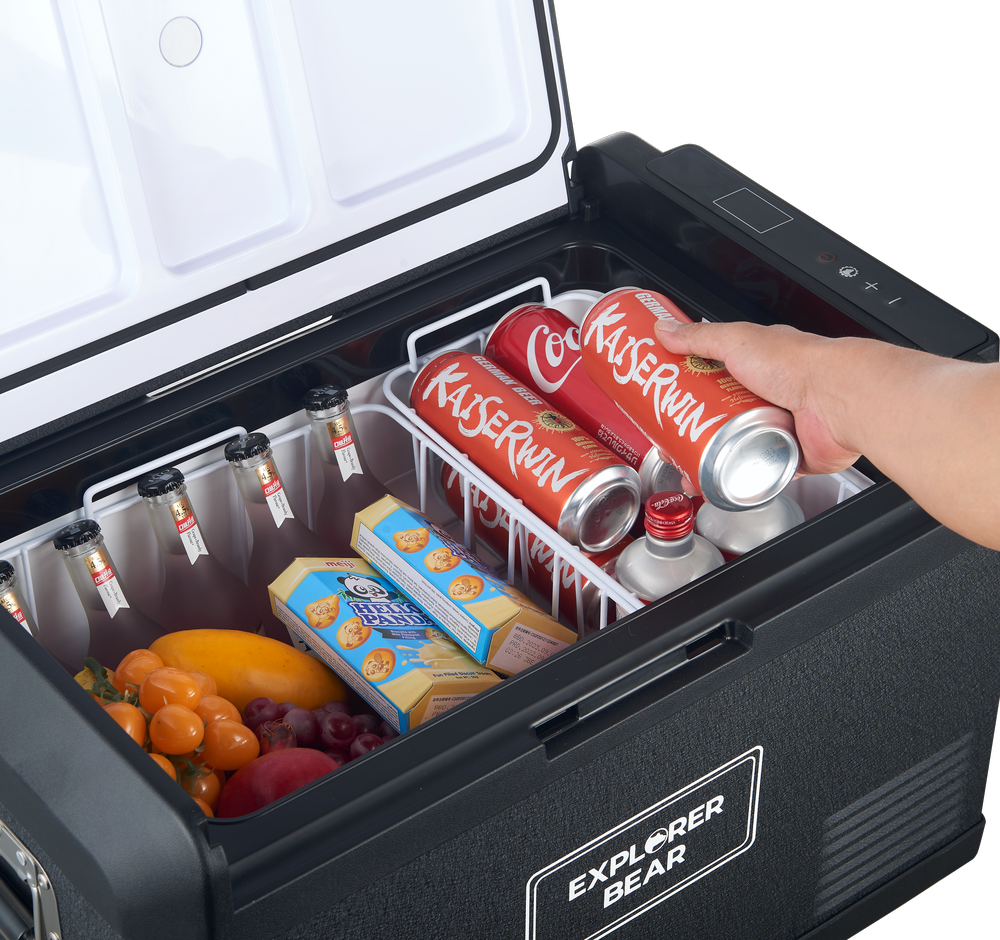 Explorer Bear 12 Volt Refrigerator 12V Car Fridge 50L/52.8Qt 12/24V DC 110-240V AC Portable Freezer LG Compressor Cooler 0℉-50℉ 3-Year Warranty for Truck Van RV SUV Boat Travel Road Trips Camping