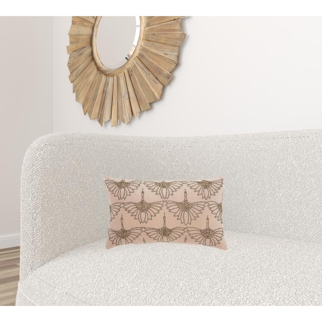 Mina Victory 12" X 20" Ivory Cotton Throw Pillow