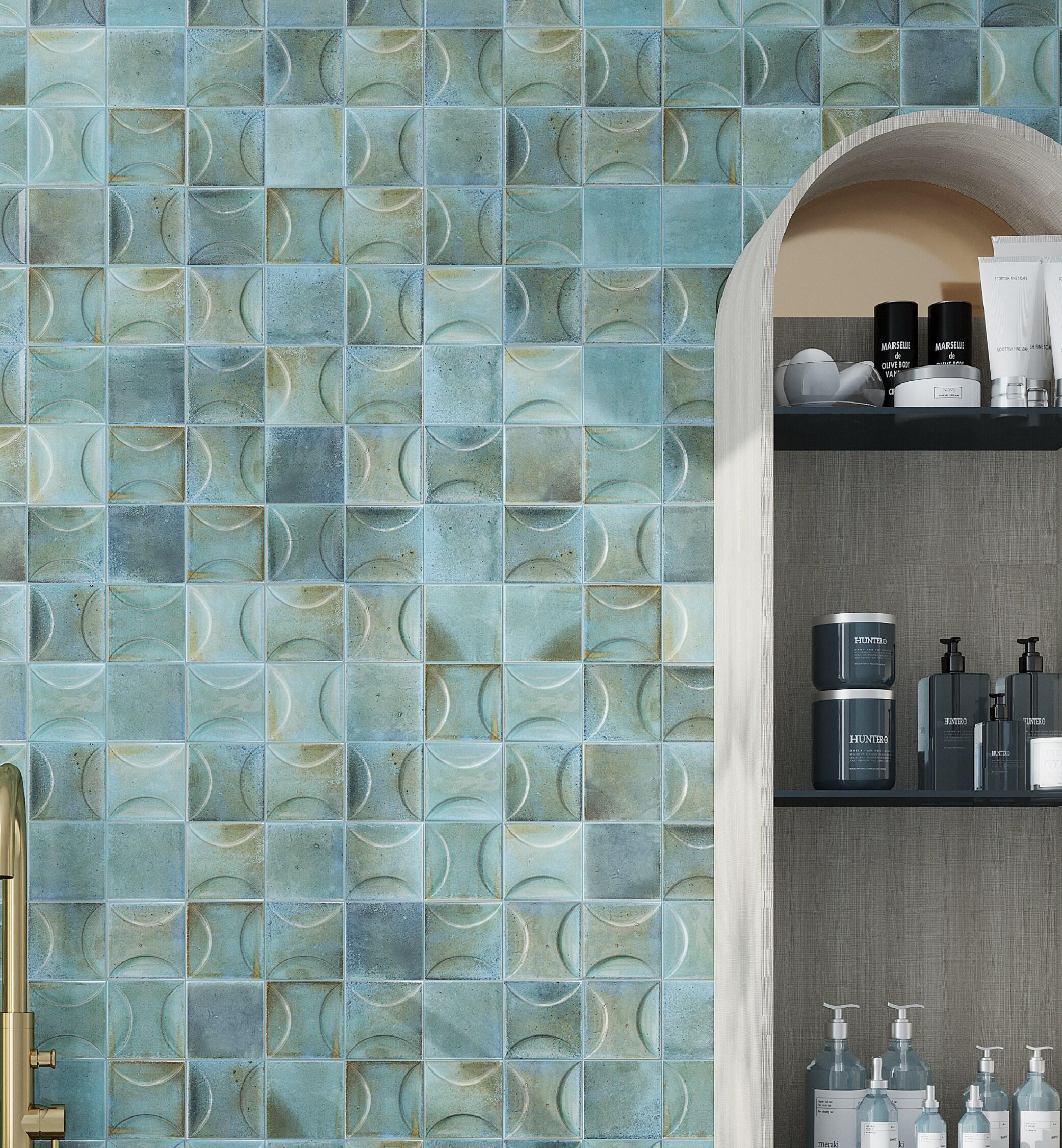 Antiek 3.94 in. x 3.94 in. Glossy Ceramic Square Deco Wall Tile (6.68 sq. ft./case) (60-pack)