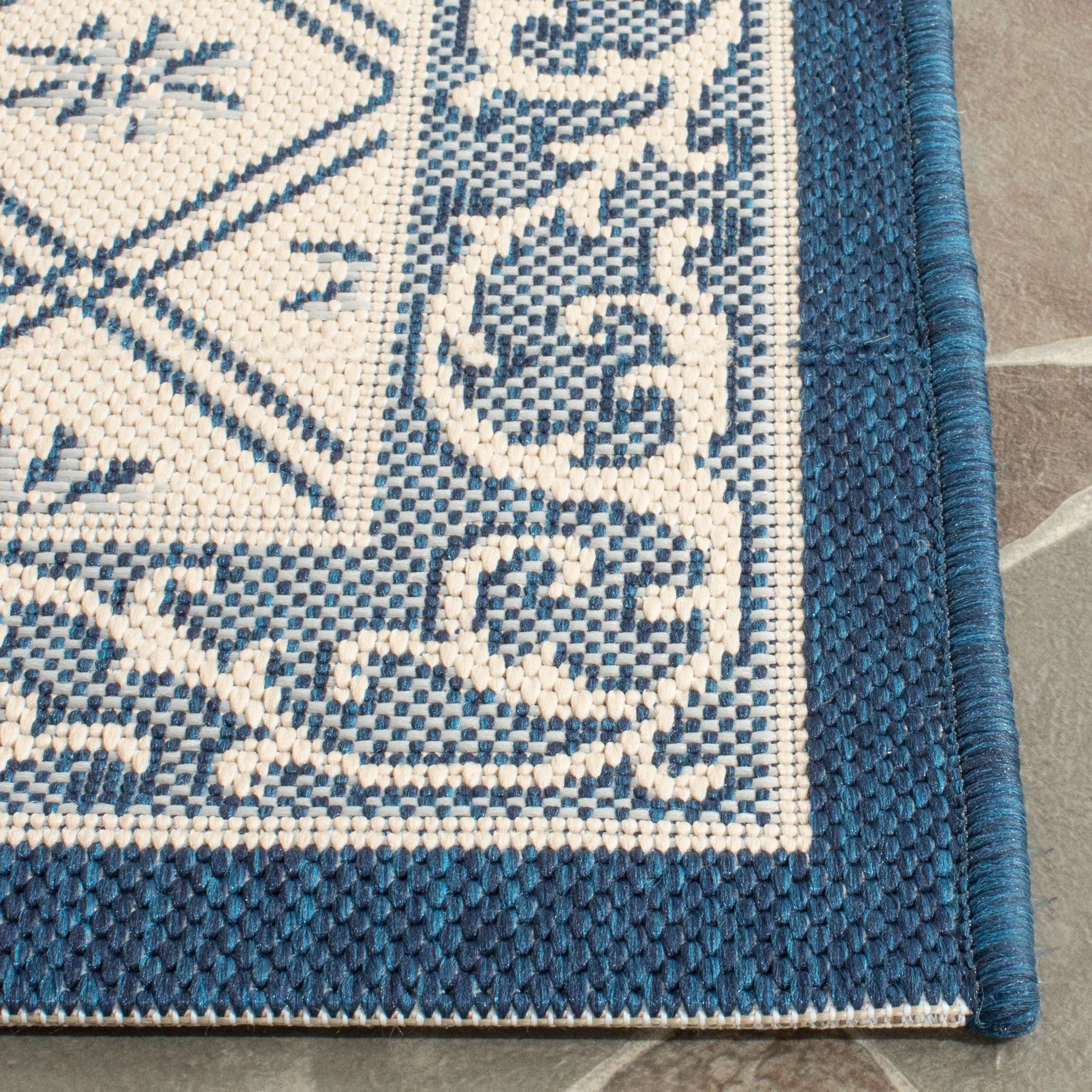 Courtyard CY2098 Power Loomed Indoor and Outdoor Accent Rug - Natural/Blue - 2'x3'7" - Safavieh