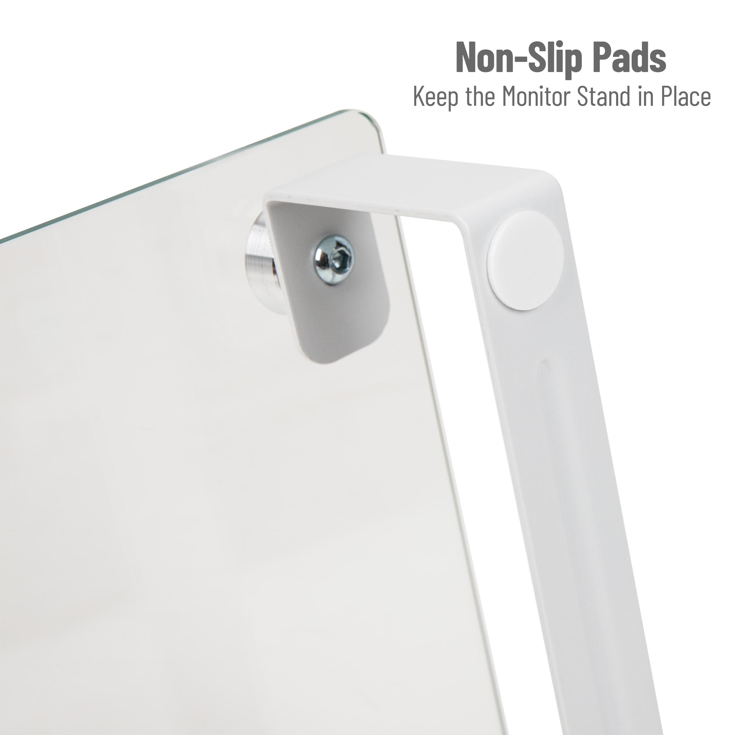 Mind Reader Mind Reader Monitor Stand, Contemporary, Desktop Organizer, Laptop Riser, Office, Glass, 22"L x 8.25"W x 3"H, Clear