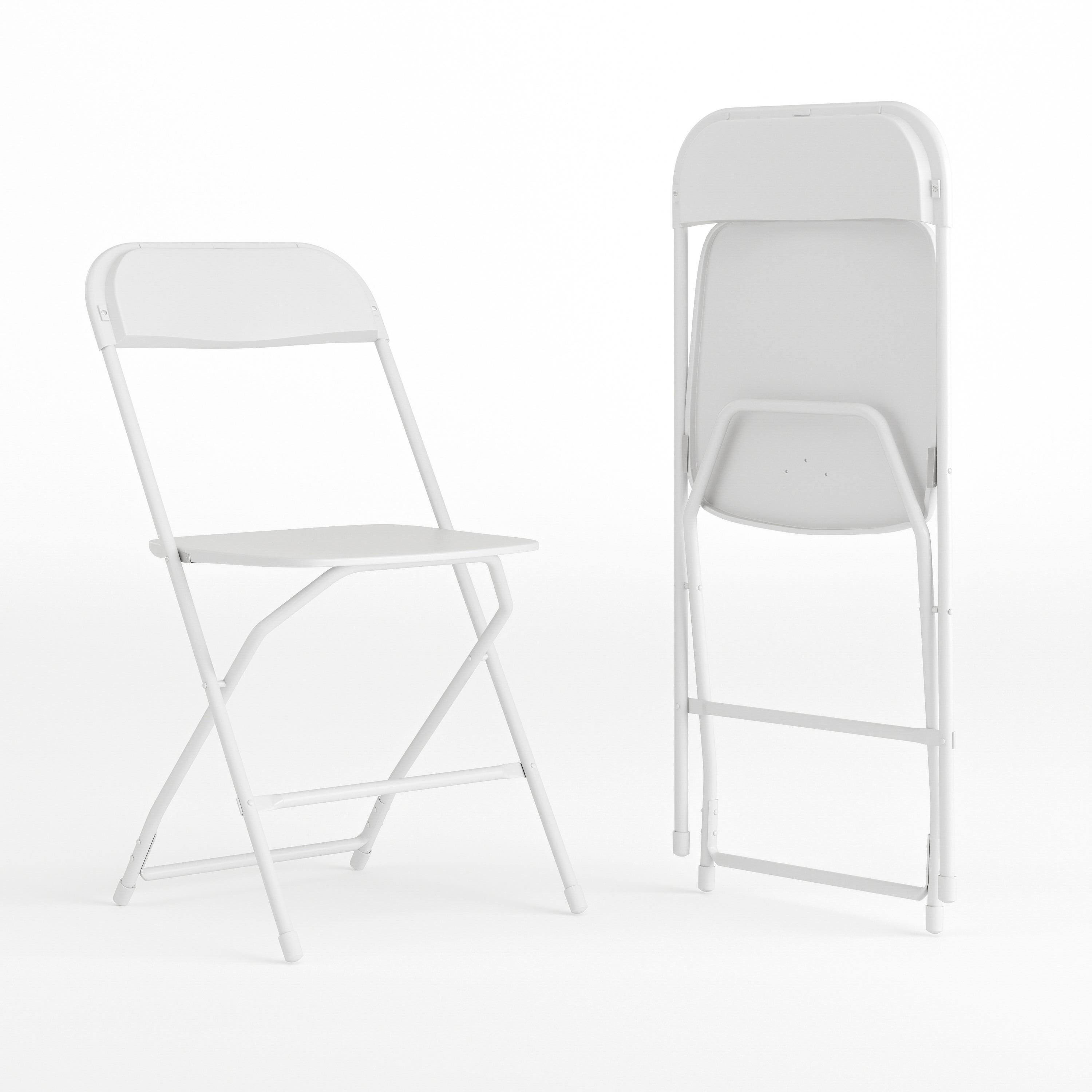 Flash Furniture Hercules Series Plastic Folding Chair White - 2 Pack 650LB Weight Capacity Comfortable Event Chair-Lightweight Folding Chair