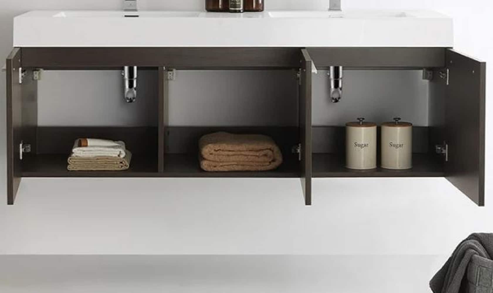 Fresca Vista 60'' Wall Mounted Modern Double Bathroom Vanity with Acrylic Vanity Top